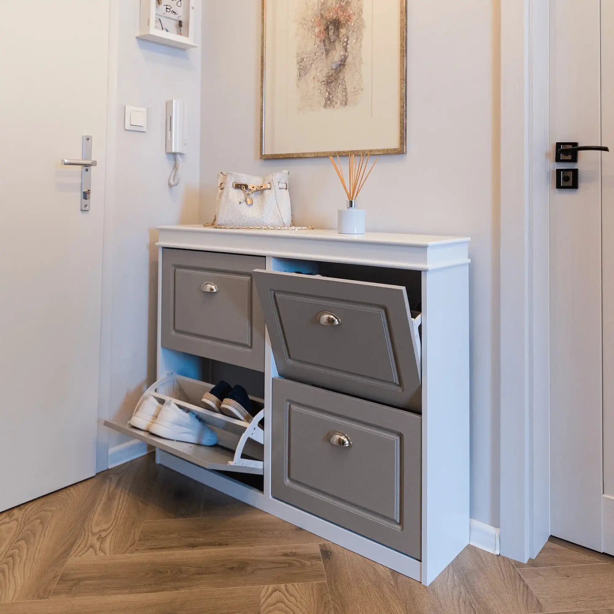 Pantofar SEBER TYP 5, alb/gri, PAL, 104x24x82 cm