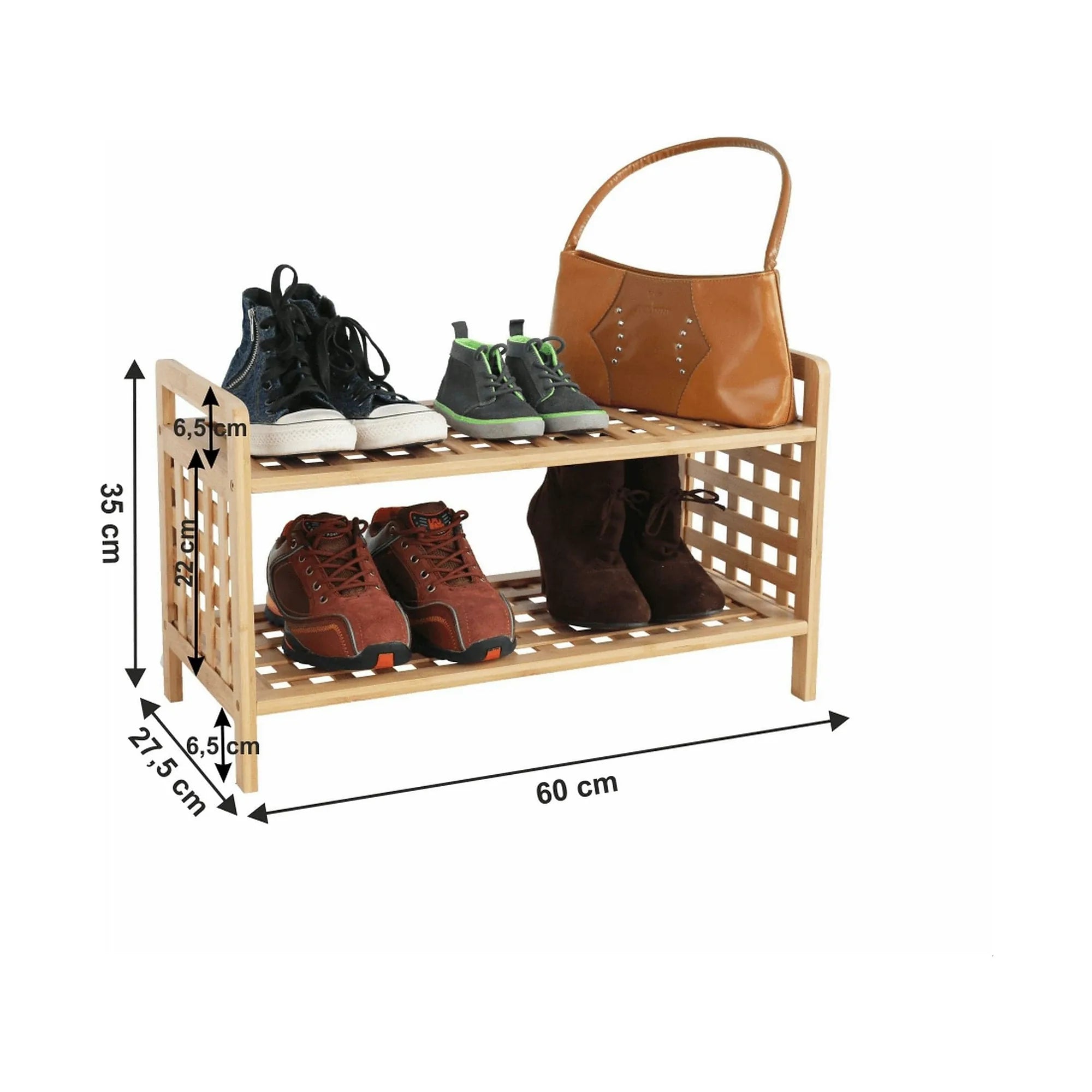 Pantofar SOVETO TYP 1, bambus natural, lemn bambus lacuit, 60x28x35 cm