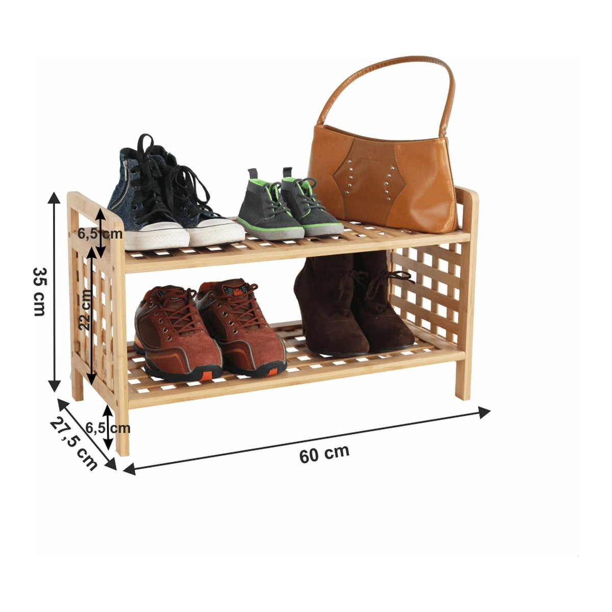 Pantofar SOVETO TYP 1, bambus natural, lemn bambus lacuit, 60x28x35 cm