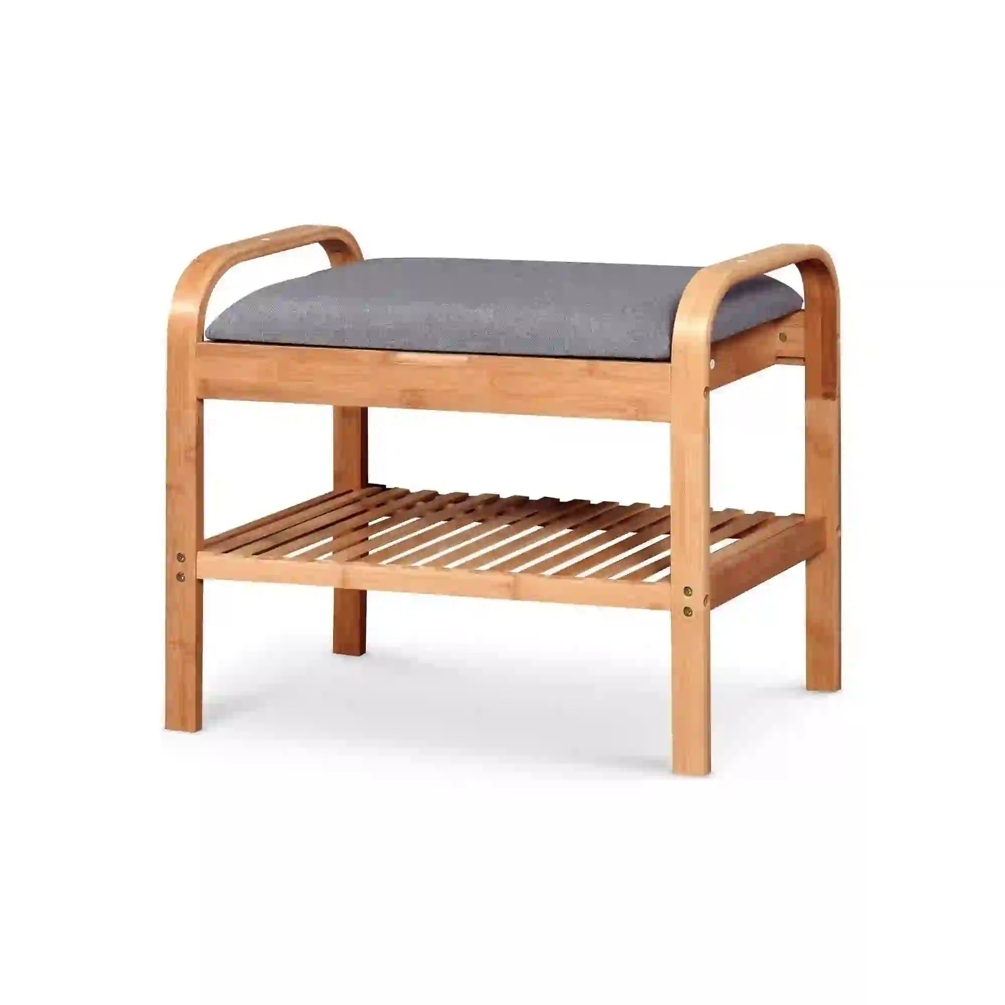 Pantofar ST12, gri/stejar natural, stofa/lemn, 60x33x50 cm