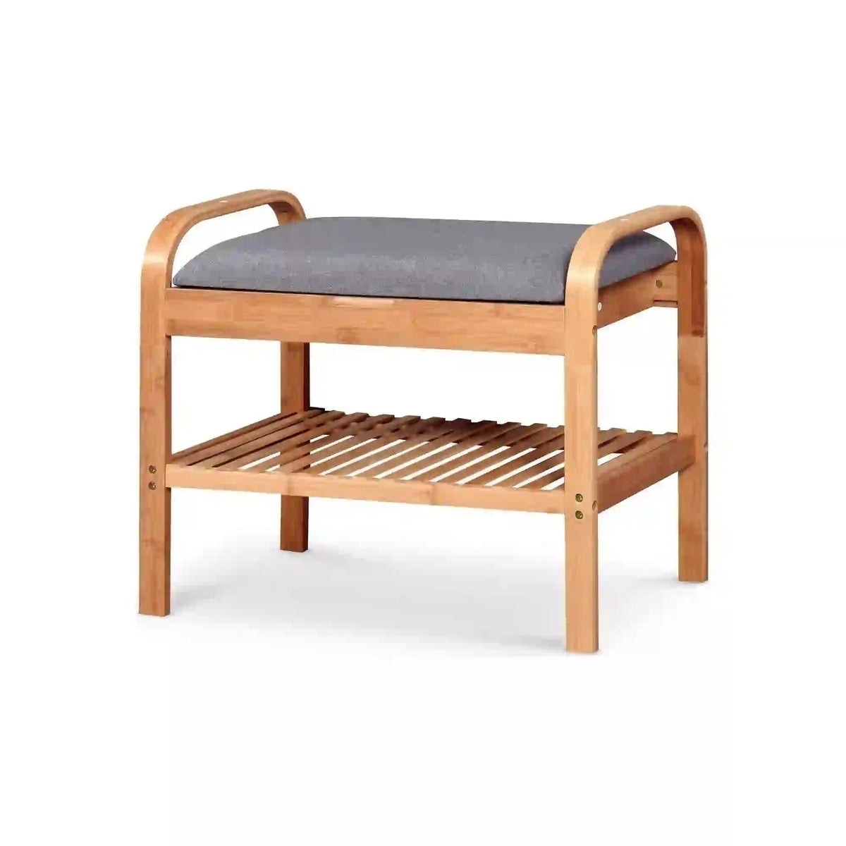 Pantofar ST12, gri/stejar natural, stofa/lemn, 60x33x50 cm