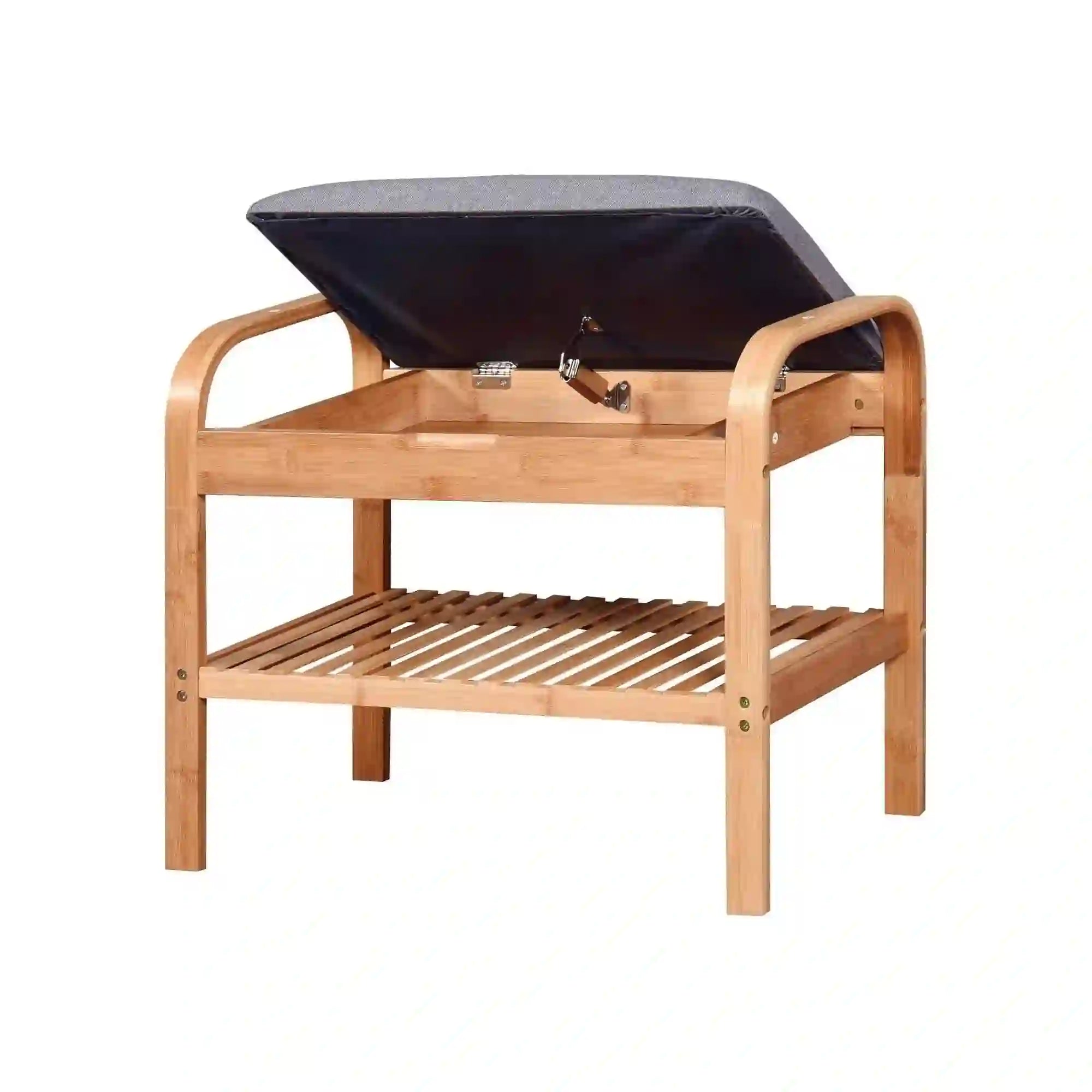 Pantofar ST12, gri/stejar natural, stofa/lemn, 60x33x50 cm