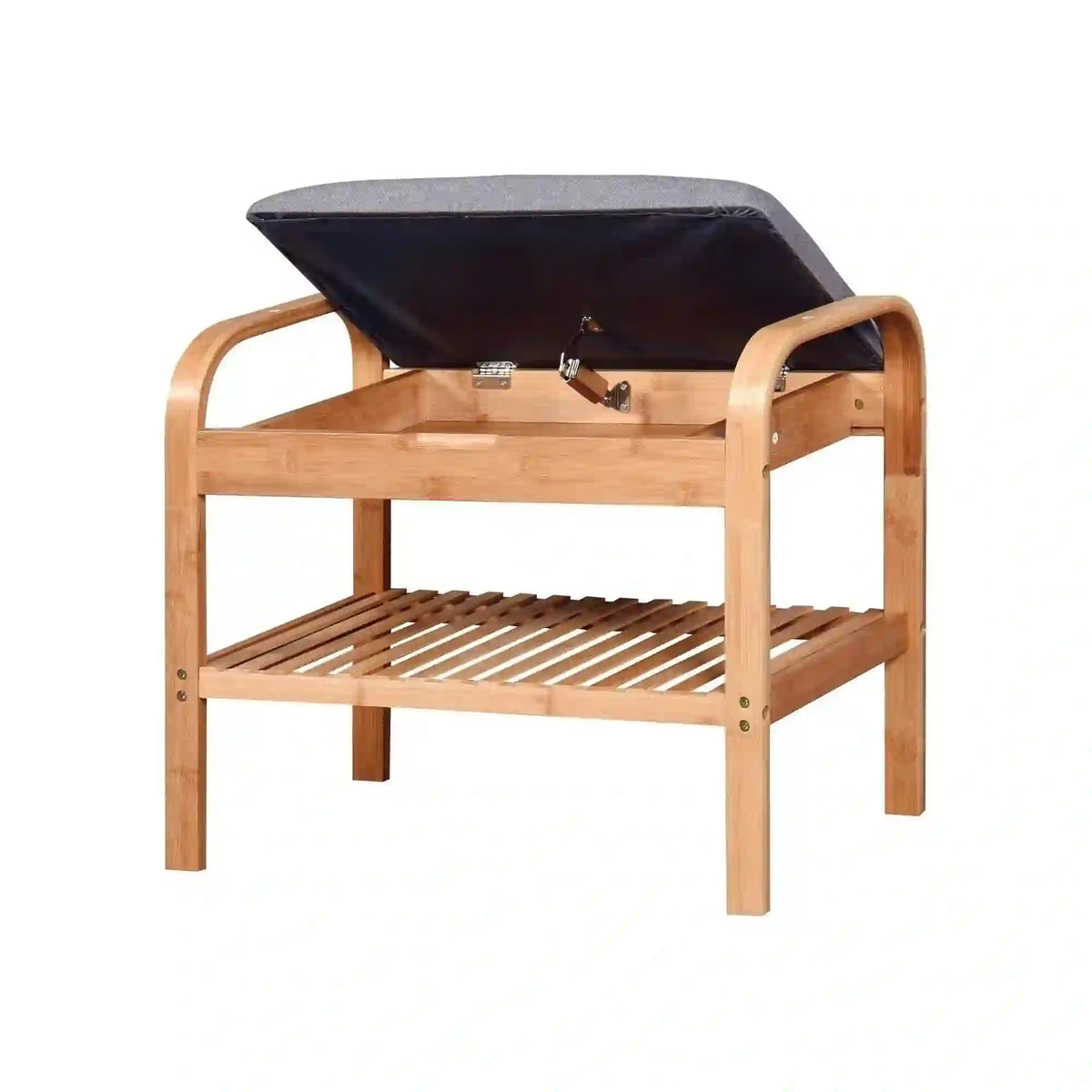 Pantofar ST12, gri/stejar natural, stofa/lemn, 60x33x50 cm