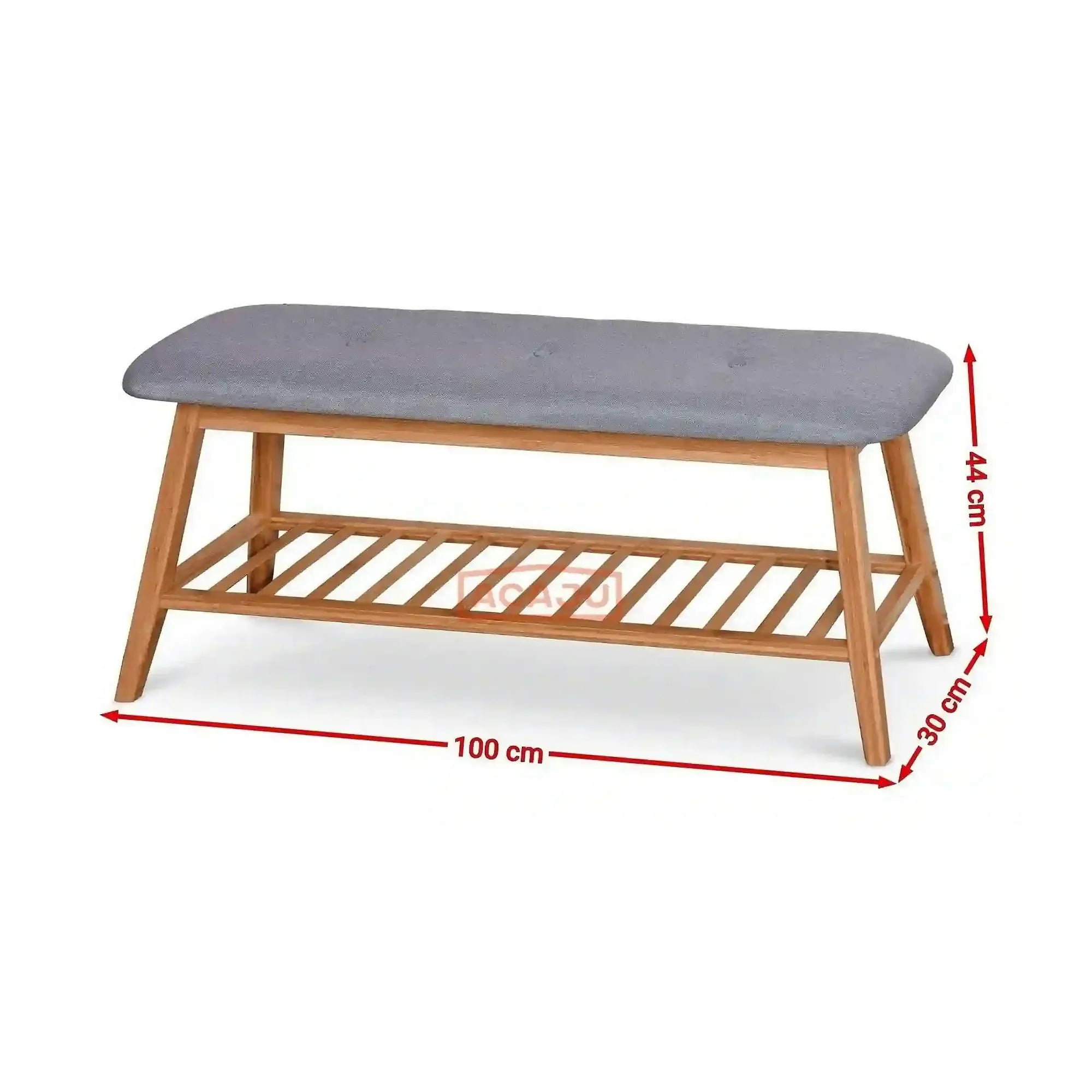 Pantofar ST15, gri/stejar natural, stofa/lemn de bambus, 100x30x44 cm