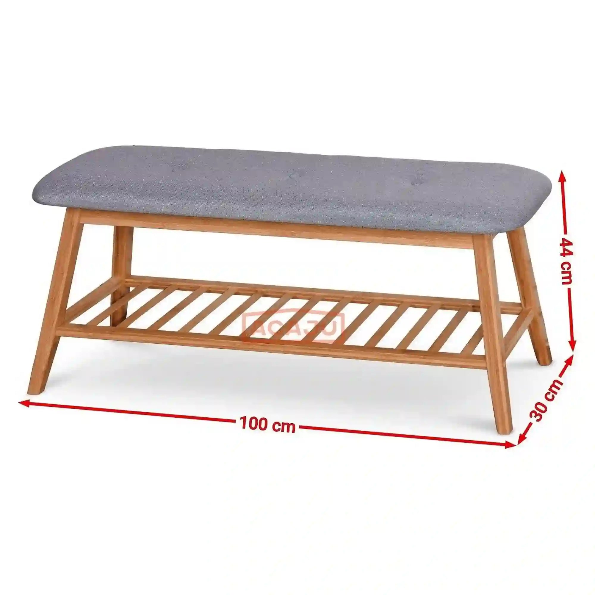 Pantofar ST15, gri/stejar natural, stofa/lemn de bambus, 100x30x44 cm