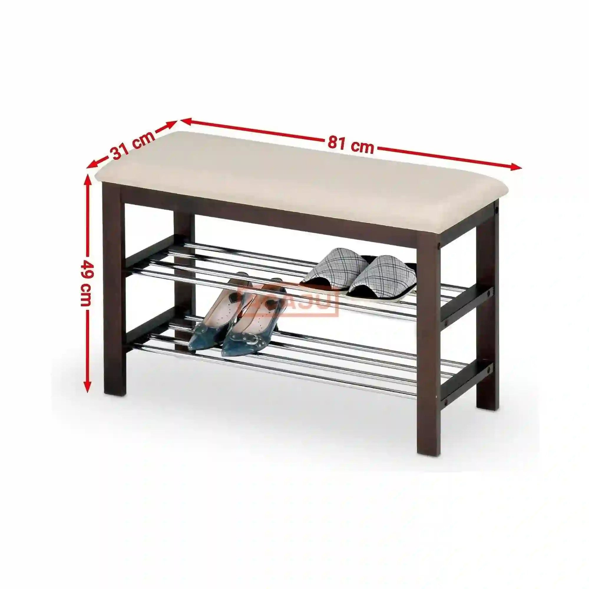 Pantofar ST3, crem/wenge, piele ecologica/lemn, 81x31x49 cm