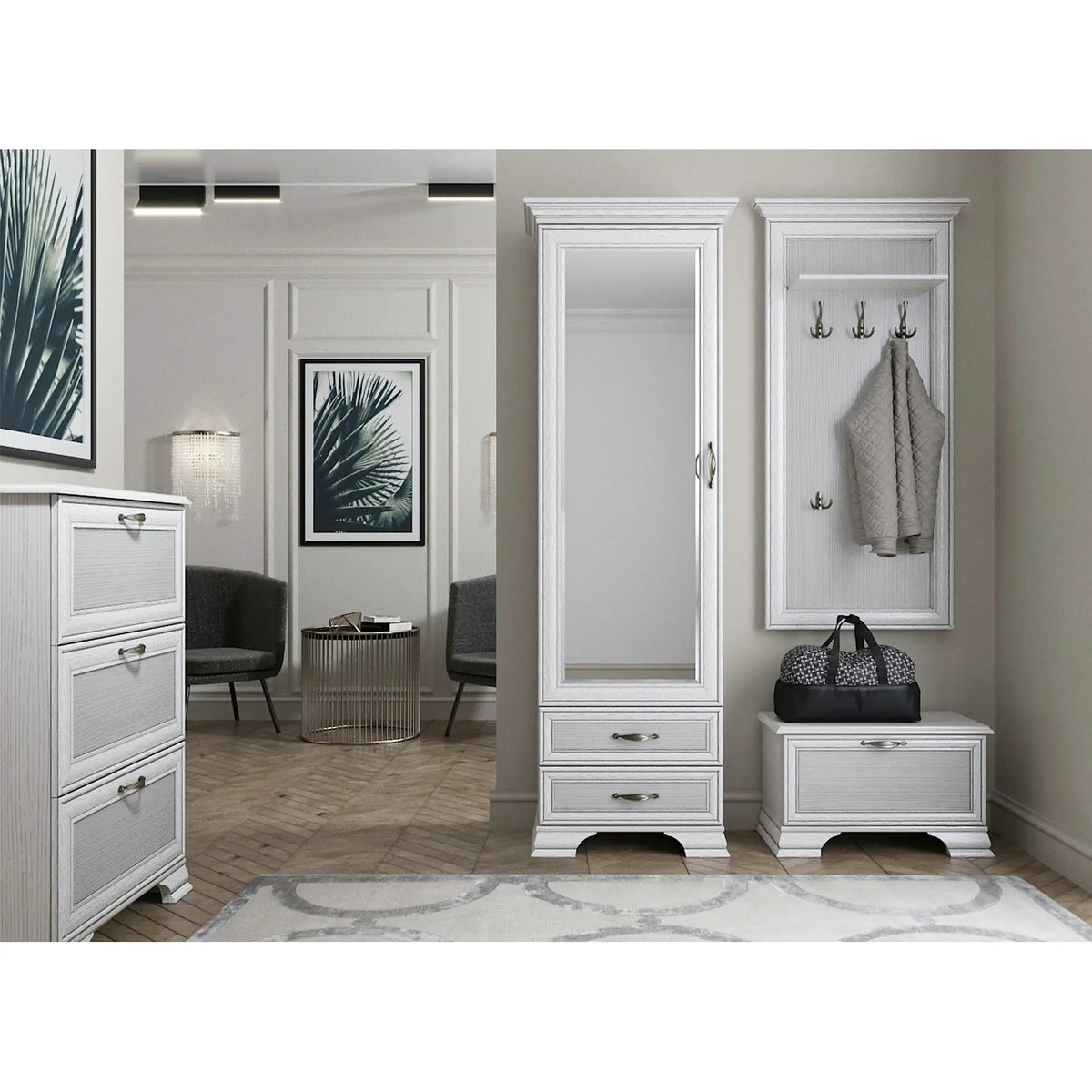 Pantofar TIFFANY II, grej, PAL laminat, 84x18x120 cm