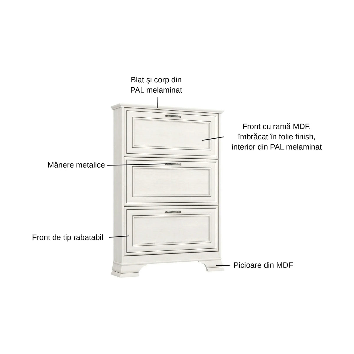 Pantofar TIFFANY II, grej, PAL laminat, 84x18x120 cm