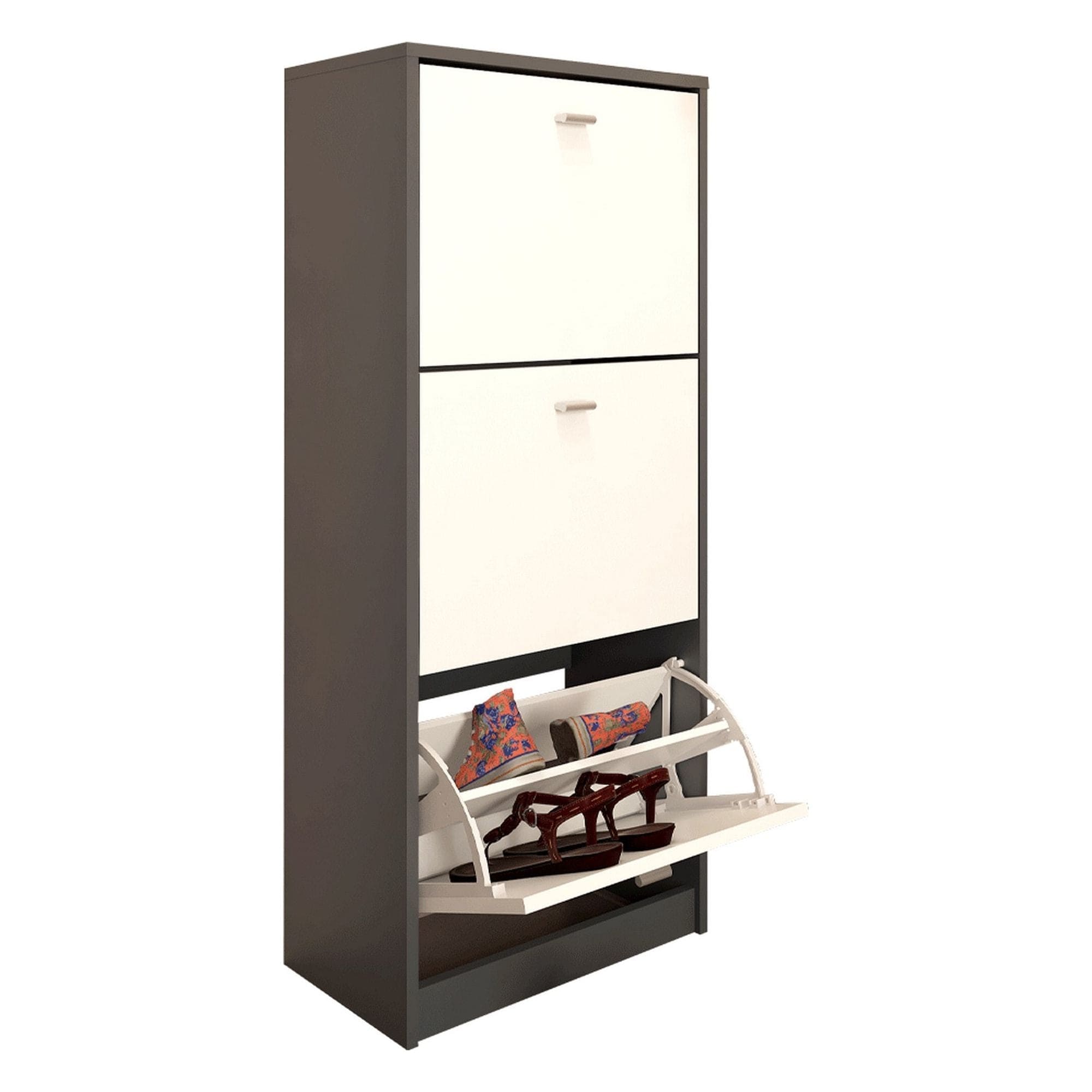 Pantofar VIVAT NEW TYP 2, alb/gri grafit, PAL melaminat, 50x28x116 cm