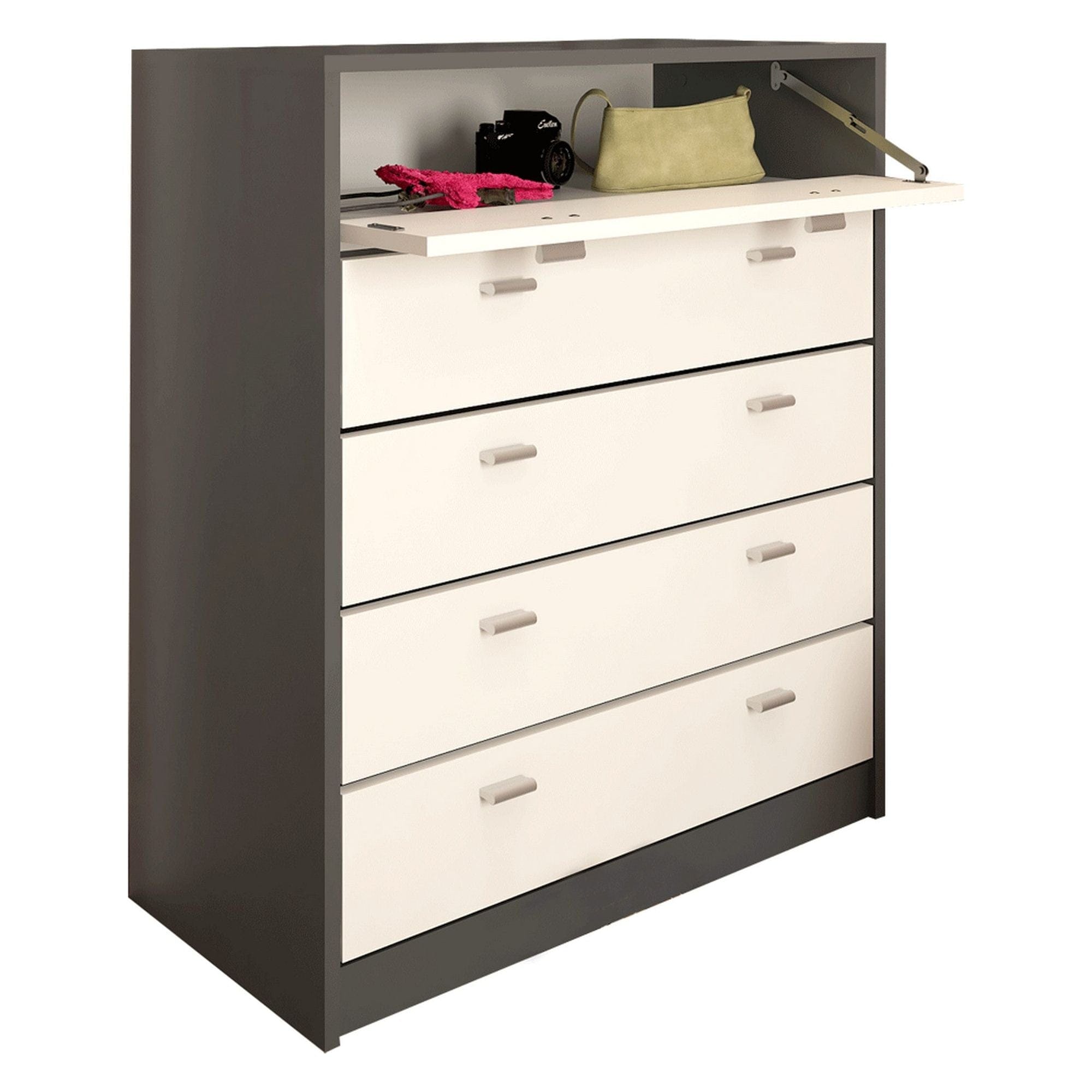 Pantofar VIVAT NEW TYP 4, alb/gri grafit, PAL melaminat, 74x35x85 cm