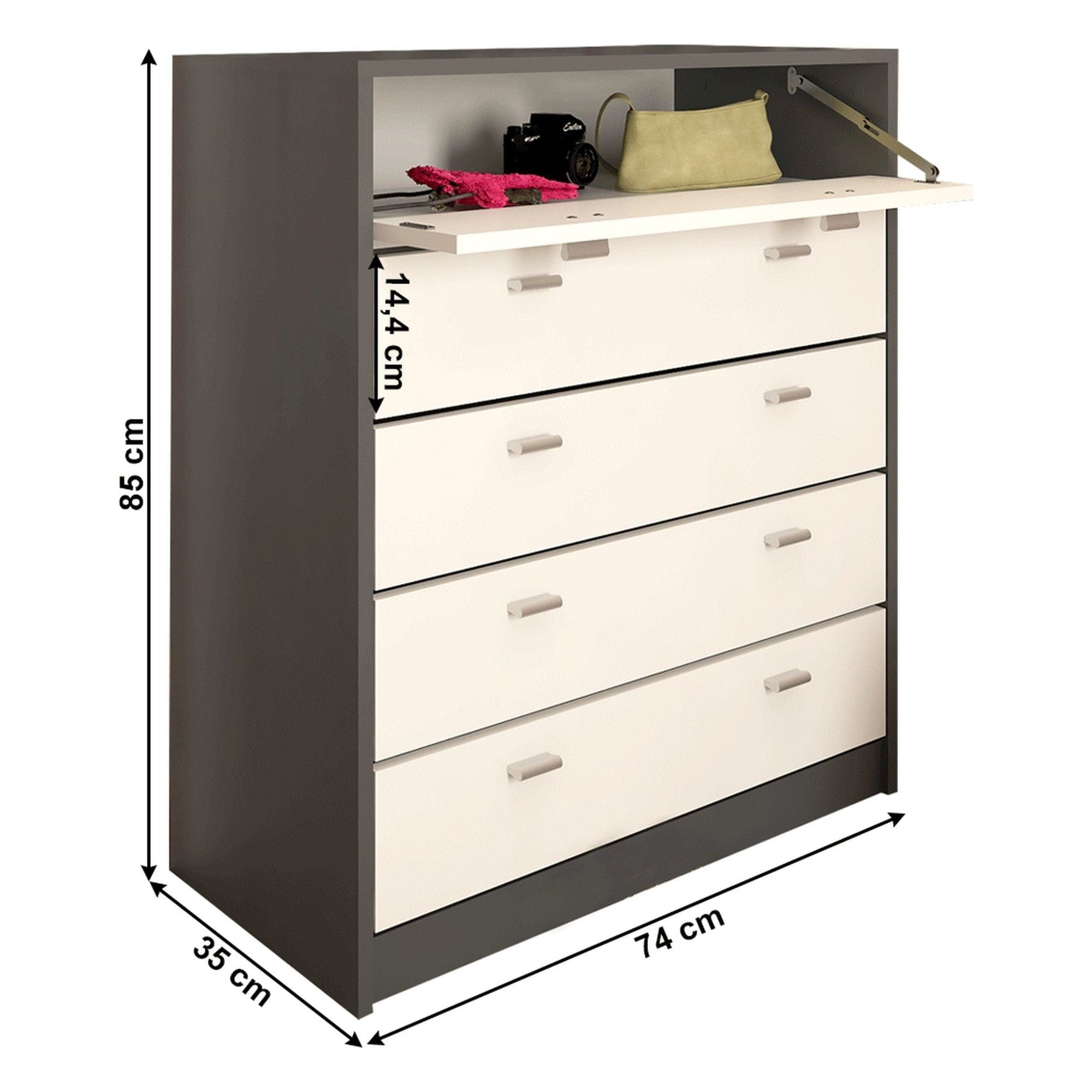 Pantofar VIVAT NEW TYP 4, alb/gri grafit, PAL melaminat, 74x35x85 cm