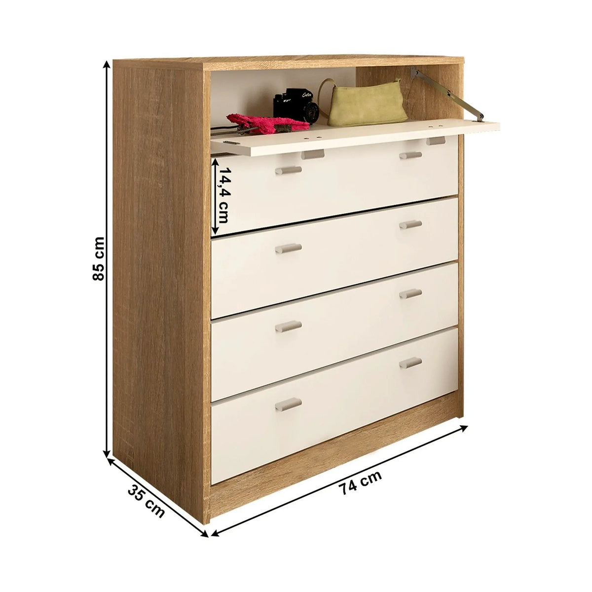 Pantofar VIVAT NEW TYP 4, alb/stejar sonoma, PAL melaminat, 74x35x85 cm
