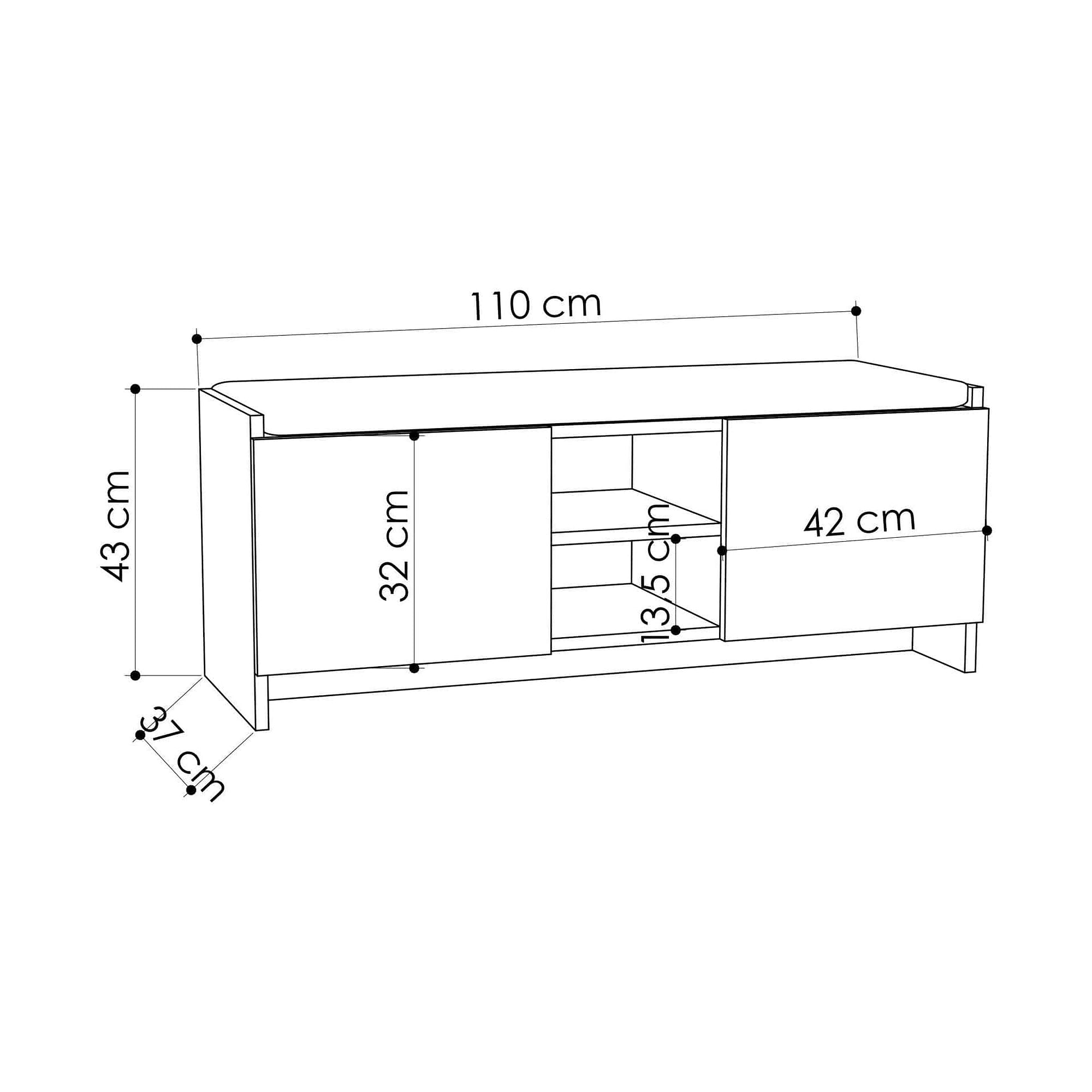 Pantofar ZULLA, stejar inchis, PAL melaminat, 110x37x43 cm