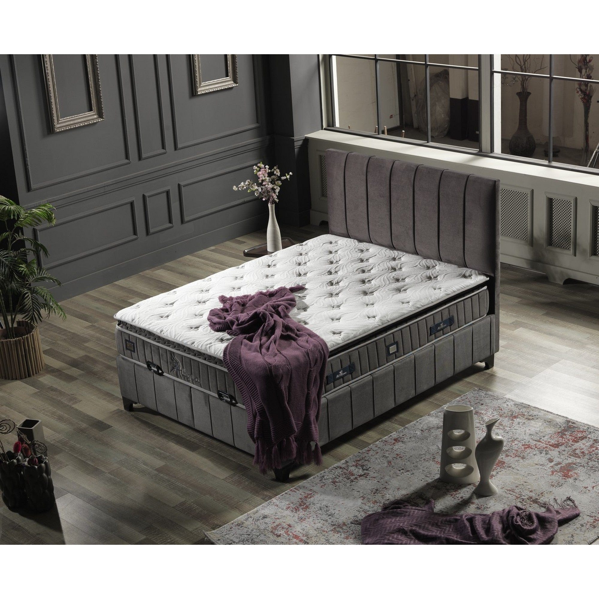 Pat ALEGRA 160x200, personalizabil gama Oferta Avantaj, cu somiera si spatiu depozitare