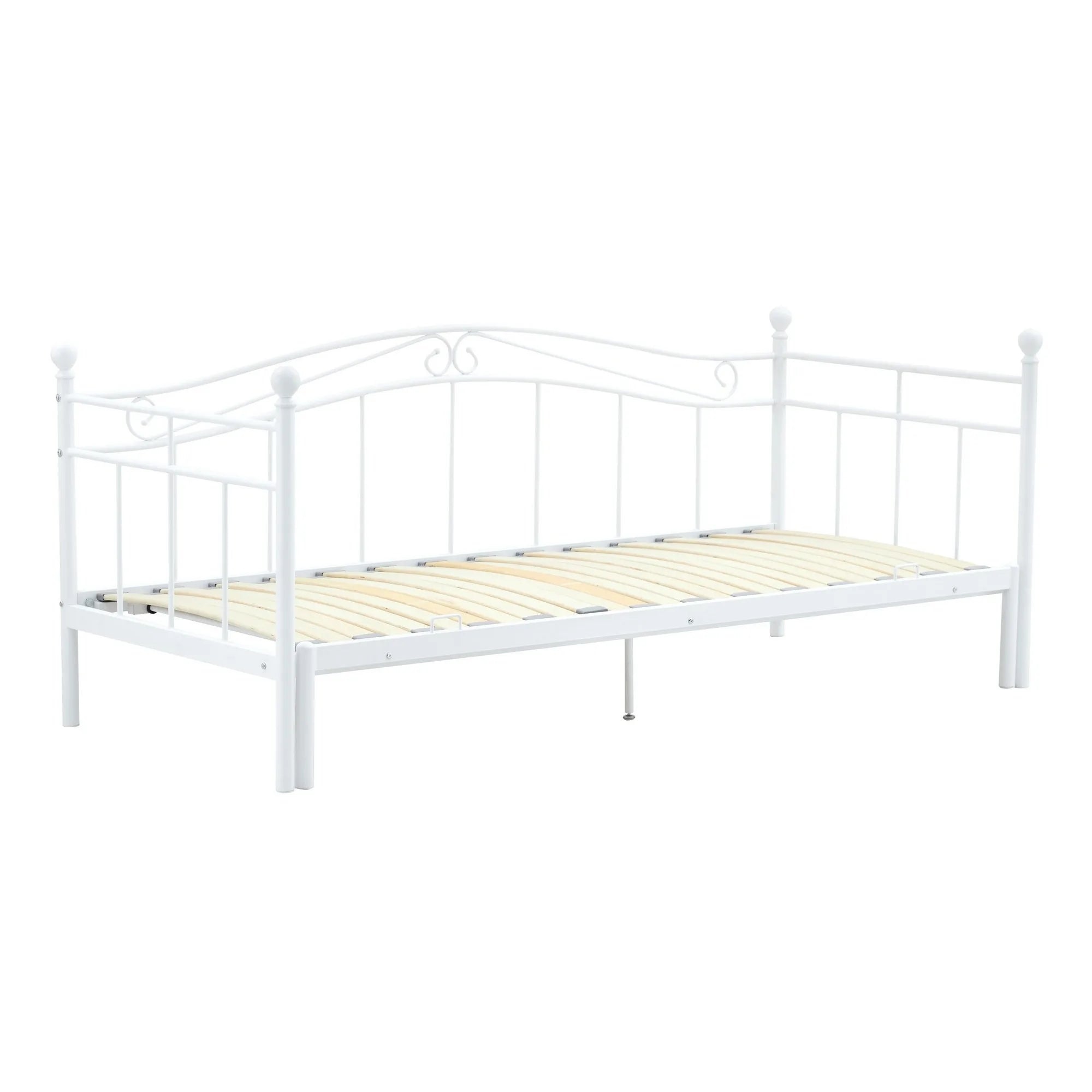 Pat ARIZA 90x200/180x200, alb, otel, cu somiera