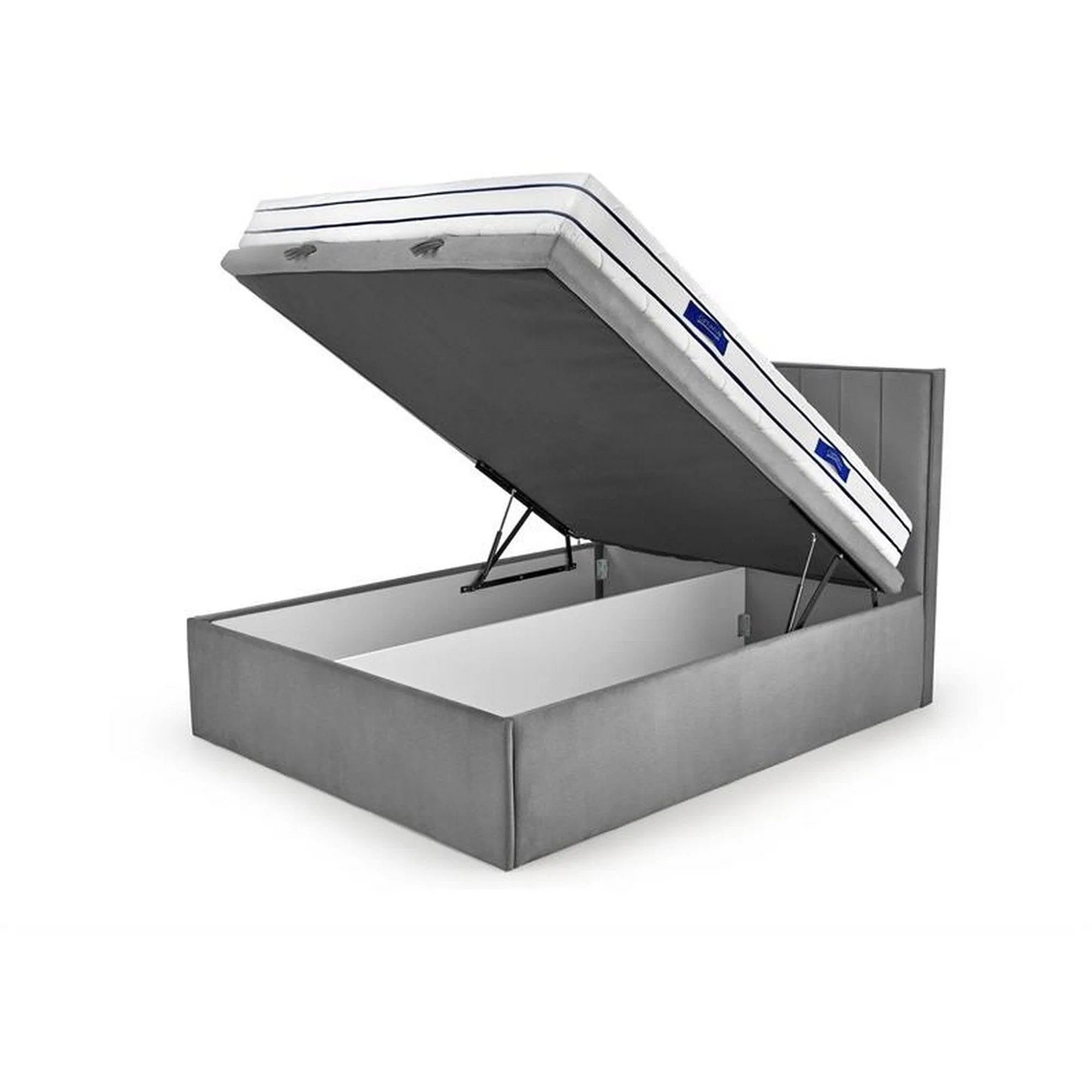 Pat ASENTO 160x200, stofa catifelata albastru - Element 13, cu suport saltea si spatiu depozitare