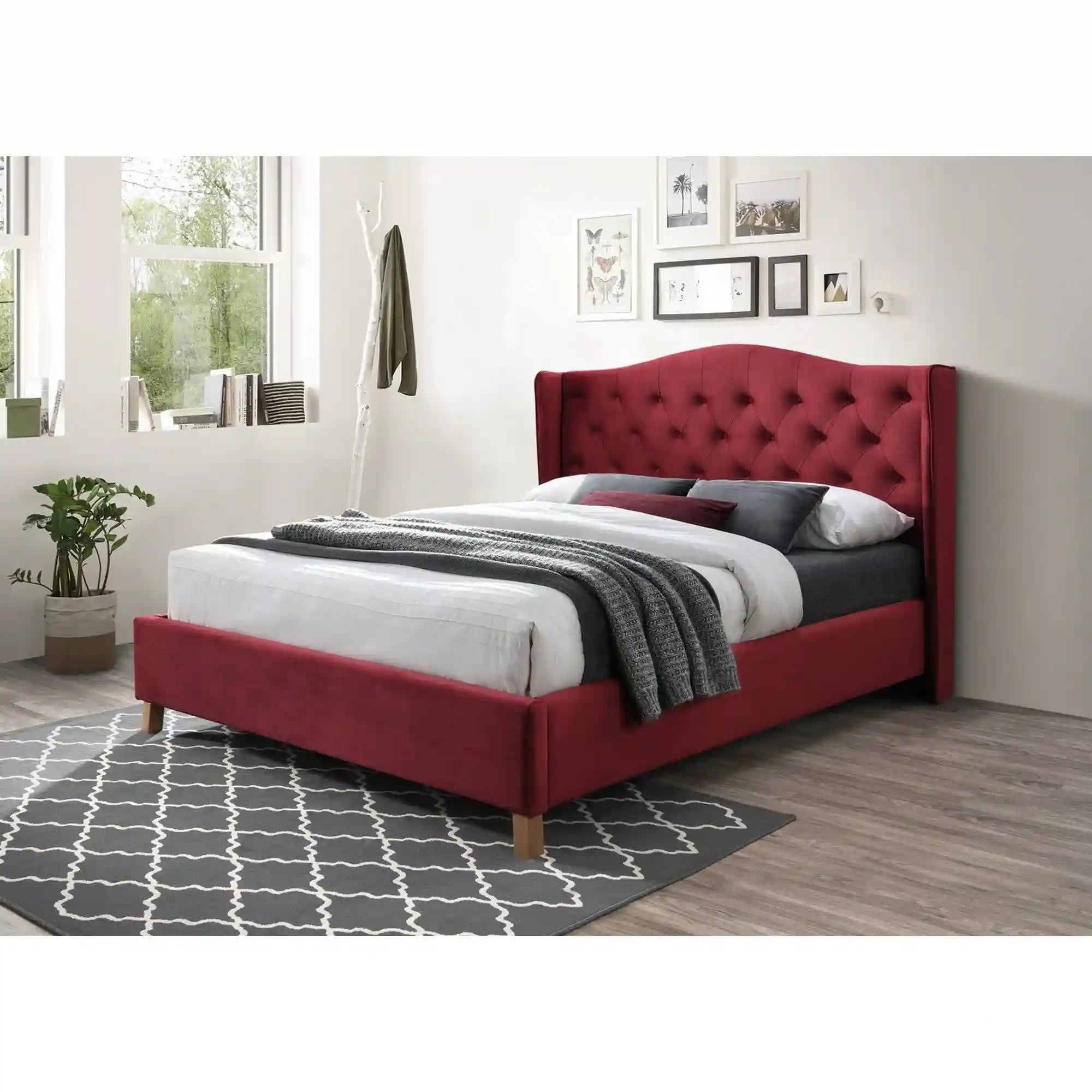 Pat ASPEN 160x200, stofa catifelata visinie - BLUVEL 59, cu somiera