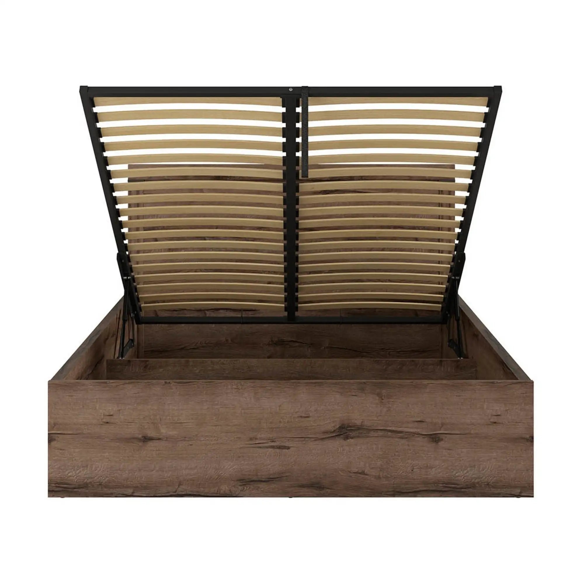 Pat BALIN 160x200, stejar, PAL, cu somiera si lada depozitare