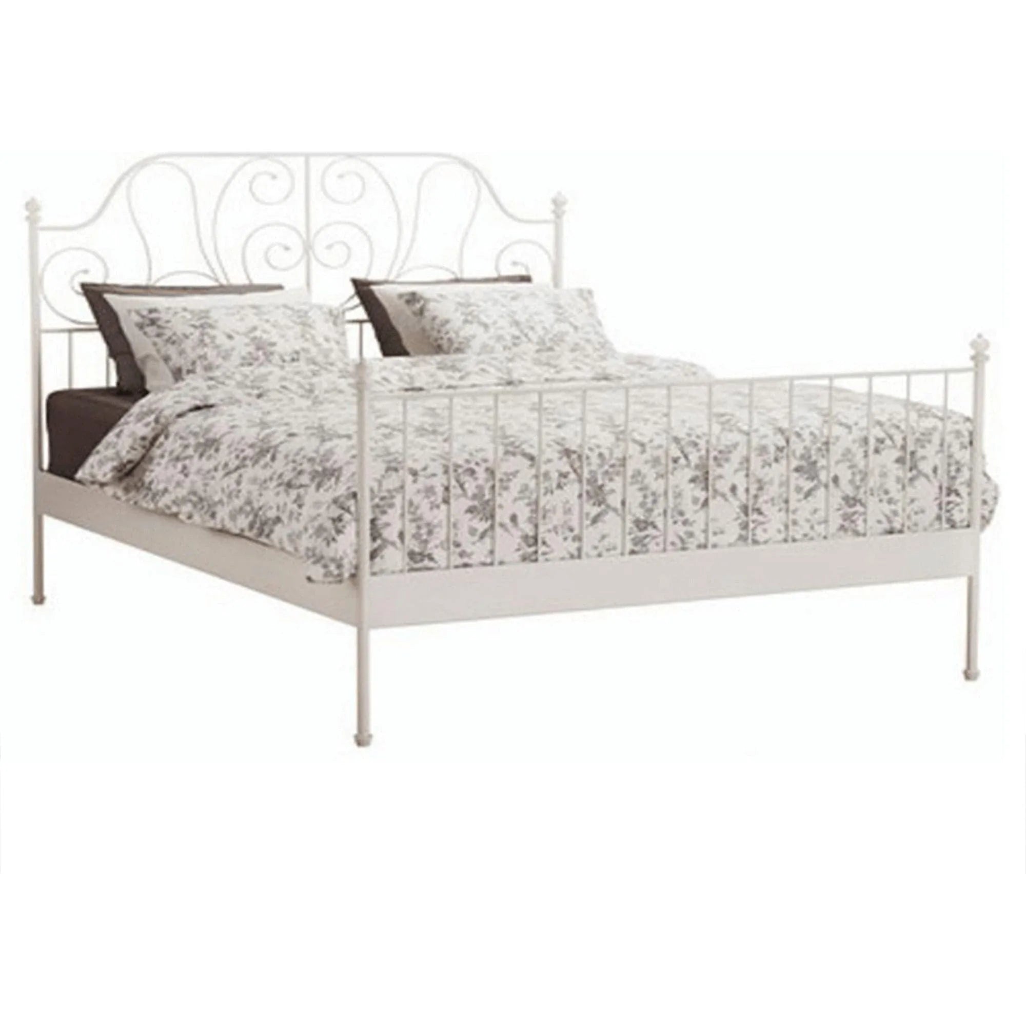 Pat BEHEMOTH 140x200, alb, metal, cu somiera