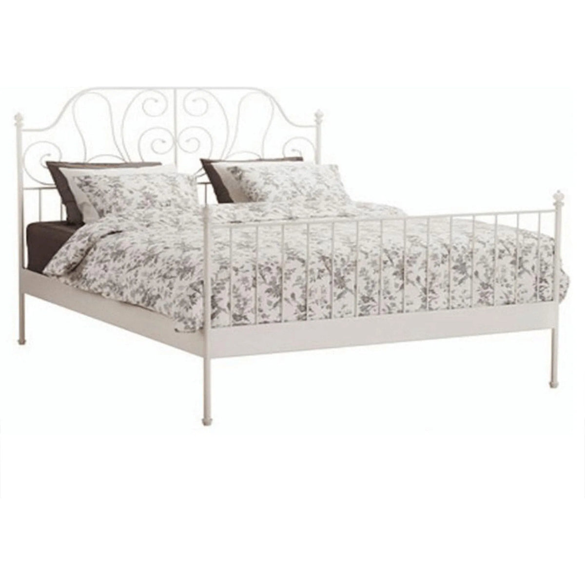 Pat BEHEMOTH 140x200, alb, metal, cu somiera