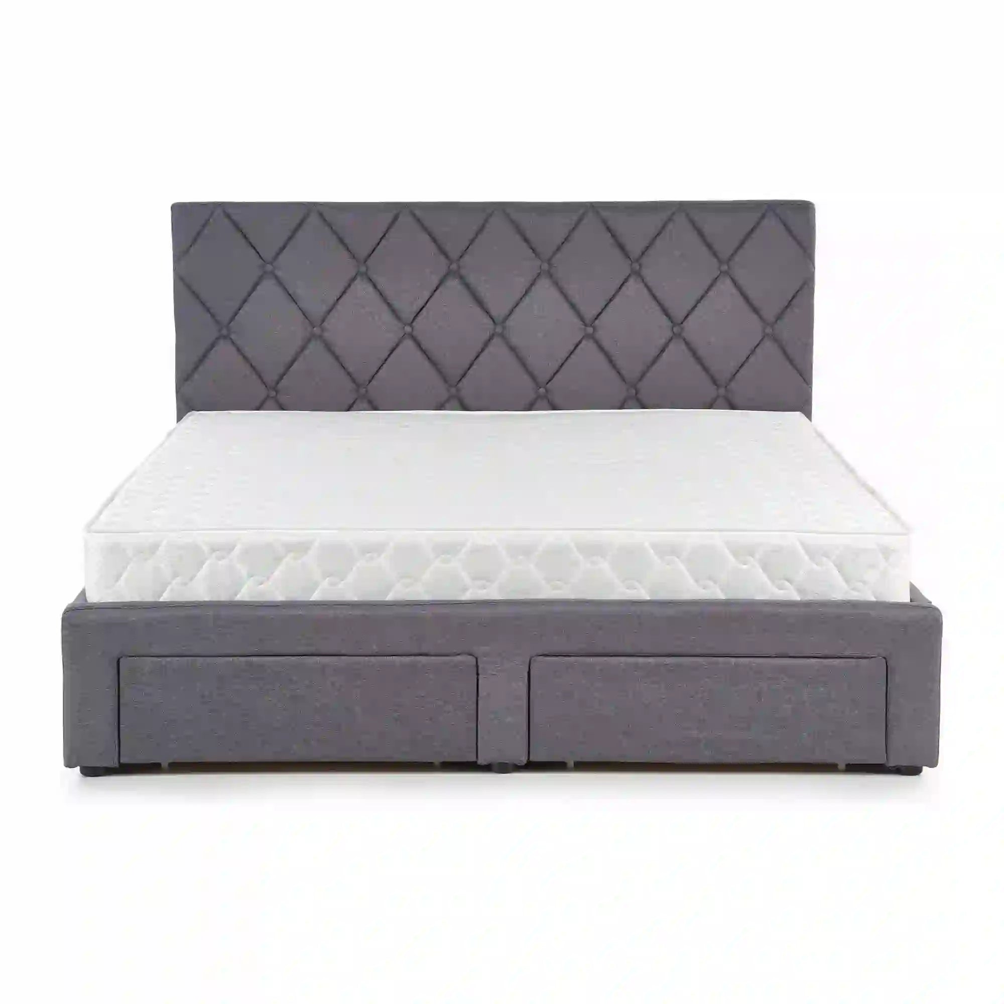 Pat Betina 160x200, stofa clasica gri, cu somiera si lada depozitare