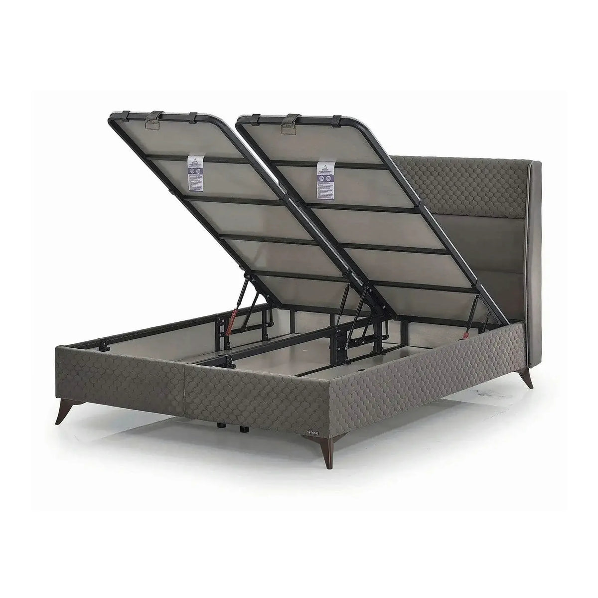 Pat BIO BALANCE 160x200, stofa catifelata gri - Zen 1188, cu somiera si spatiu depozitare