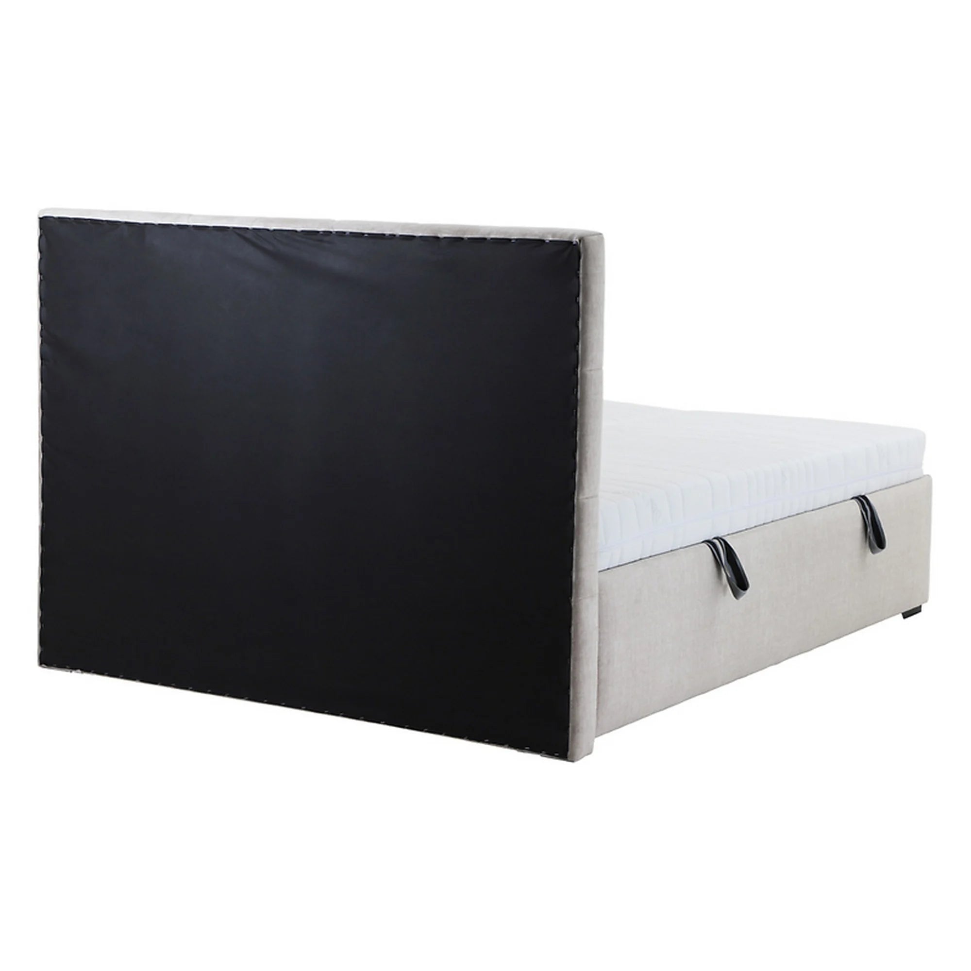 Pat BORA 160x200, stofa catifelata bej - Vogue 2, cu somiera si spatiu depozitare