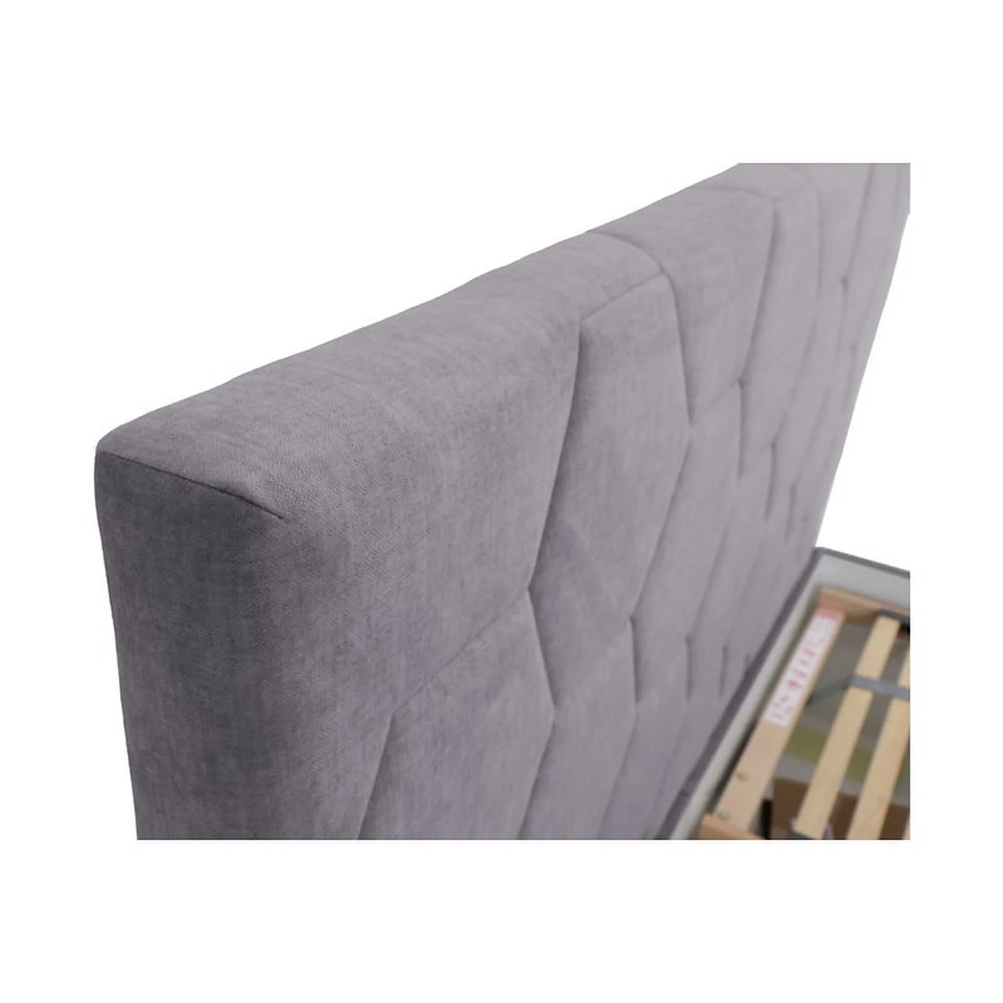 Pat BORA 160x200, stofa catifelata gri - Vogue 14, cu somiera si spatiu depozitare