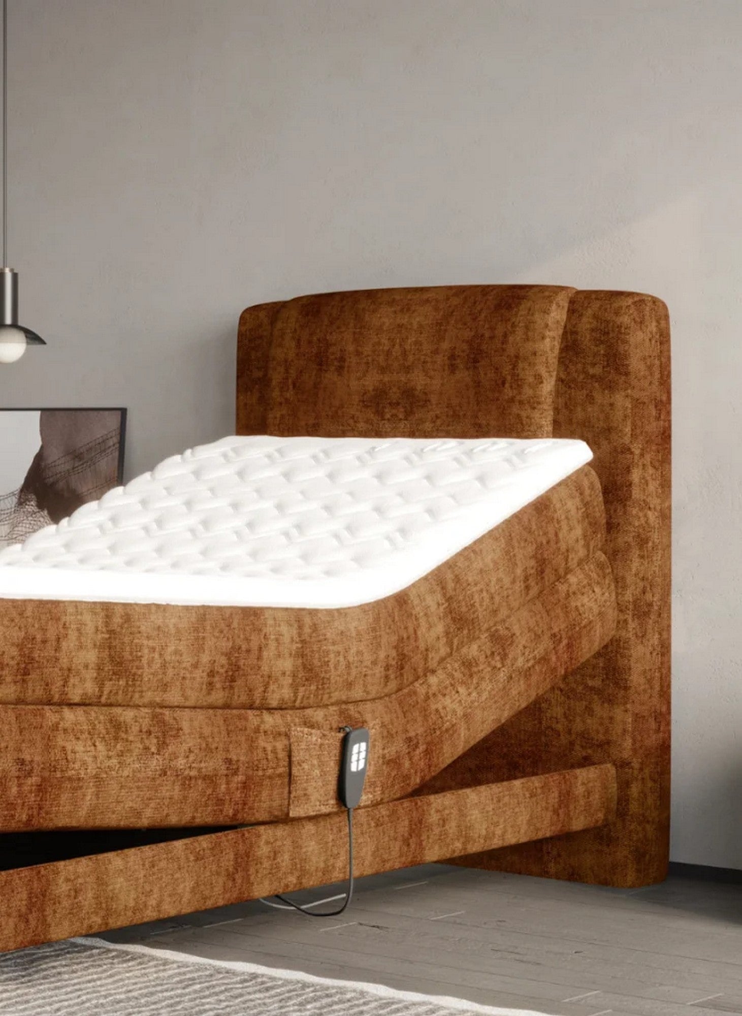 Pat boxsping WAVE 100x200, personalizabil materiale gama Oferta Avantaj, cu mecanism electric, saltele si topper