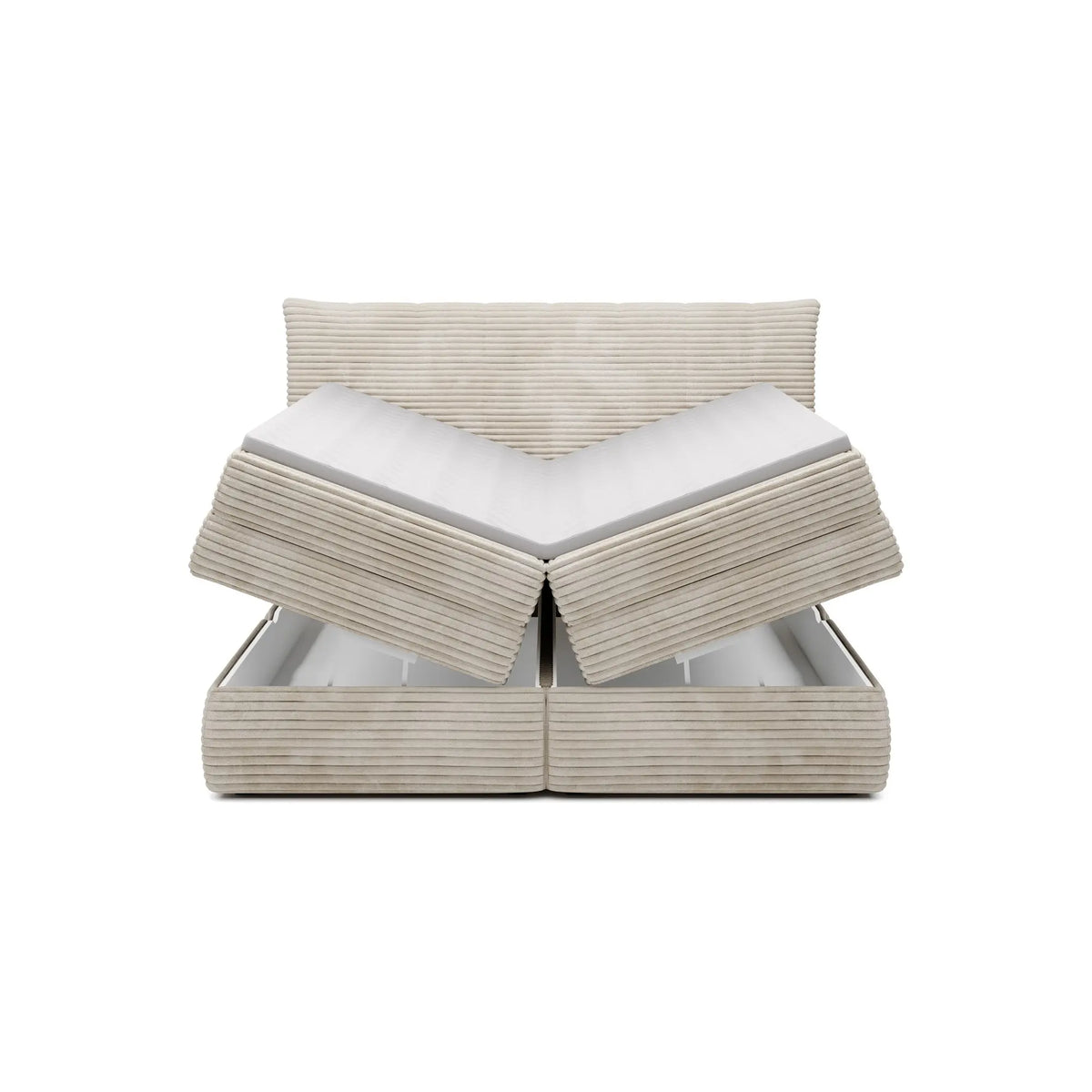 Pat boxspring AMBER 160x200, personalizabil materiale gama Oferta Avantaj, cu spatiu depozitare, saltele si topper