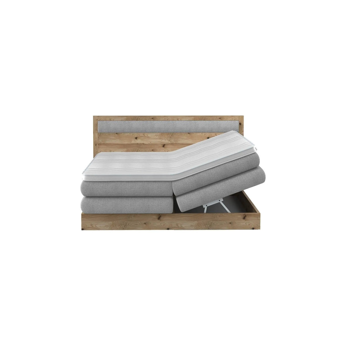 Pat boxspring DIORI 140x200, personalizabil materiale gama Oferta Avantaj, cu saltea, topper si lada pentru depozitare