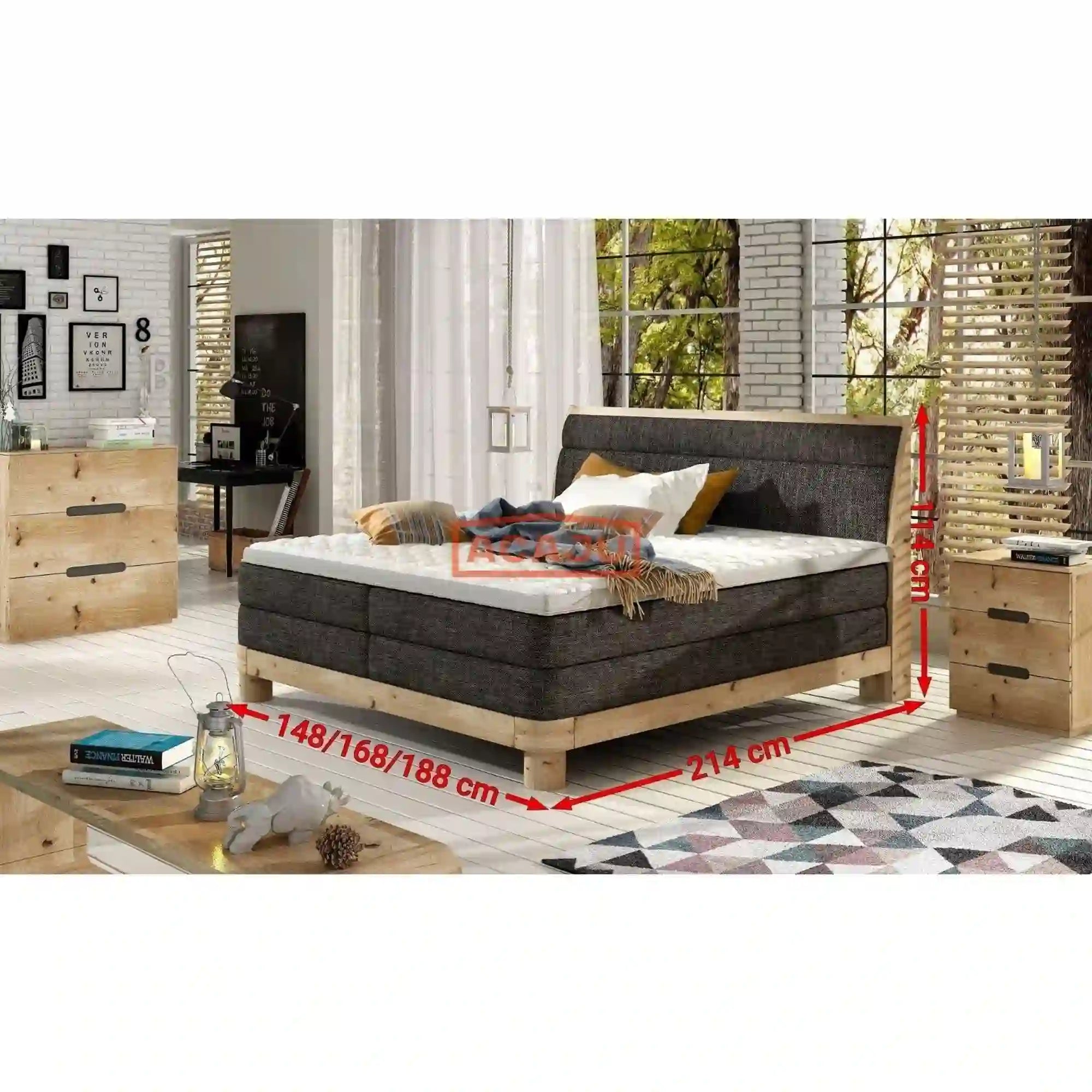 Pat boxspring DONNA 140x200, personalizabil materiale gama Oferta Avantaj, cu saltea si topper