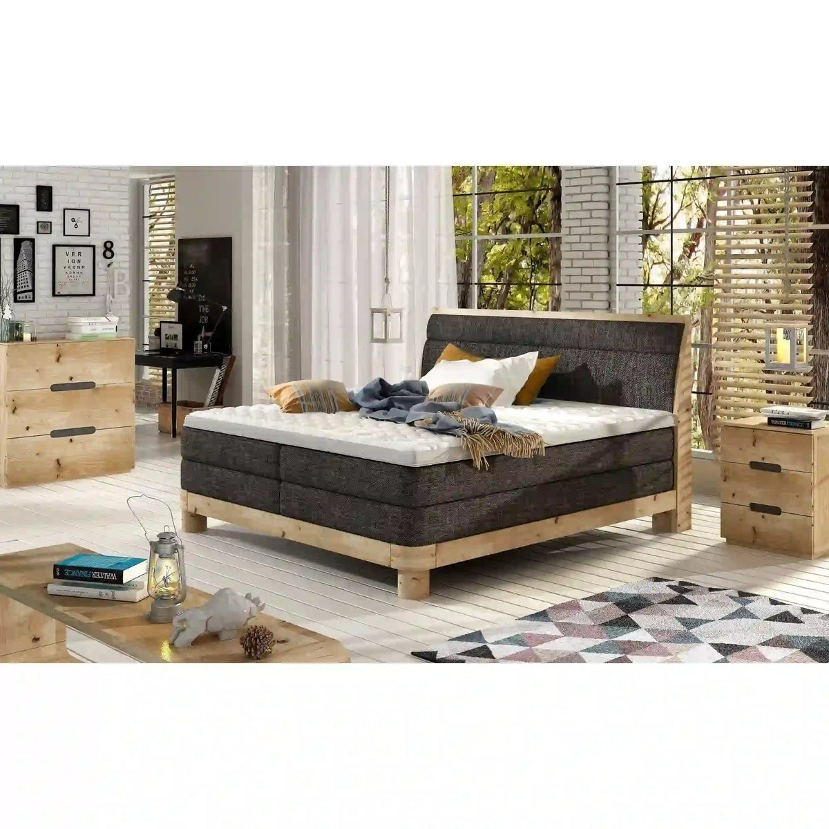 Pat boxspring DONNA 160x200, personalizabil materiale gama Oferta Avantaj, cu saltea si topper