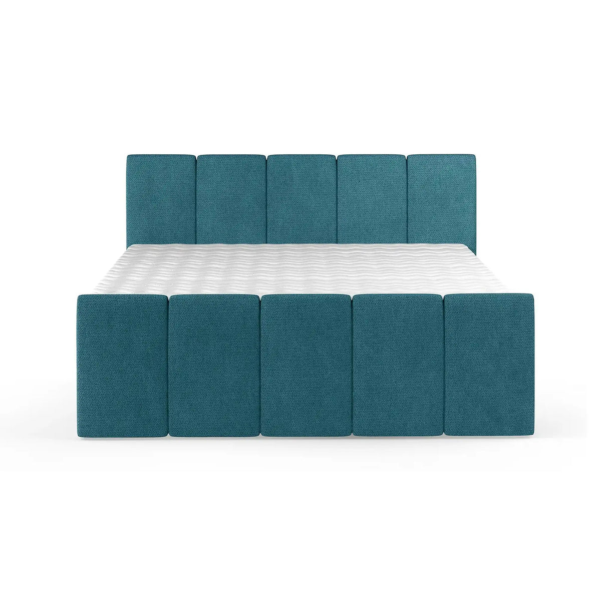 Pat boxspring FRESCO 140x200, stofa catifelata gri deschis - Royal Velvet 17, cu saltele, topper si 2 lazi pentru depozitare