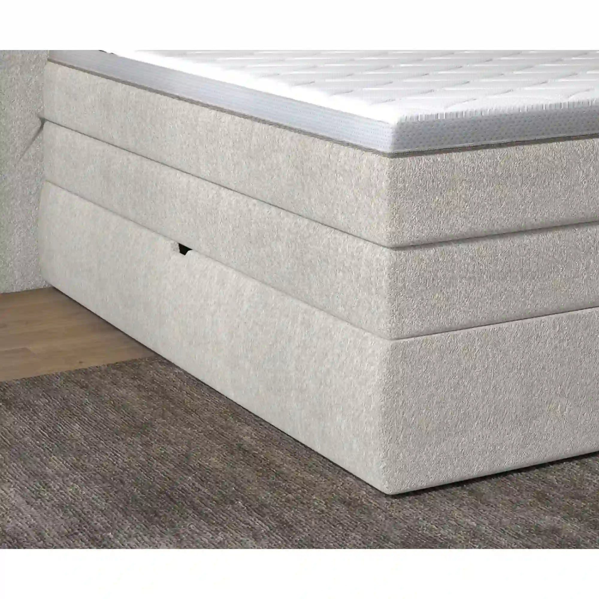 Pat boxspring LUNGO 160x200, personalizabil materiale Gama Premium, 2 lazi depozitare, cu saltele si topper