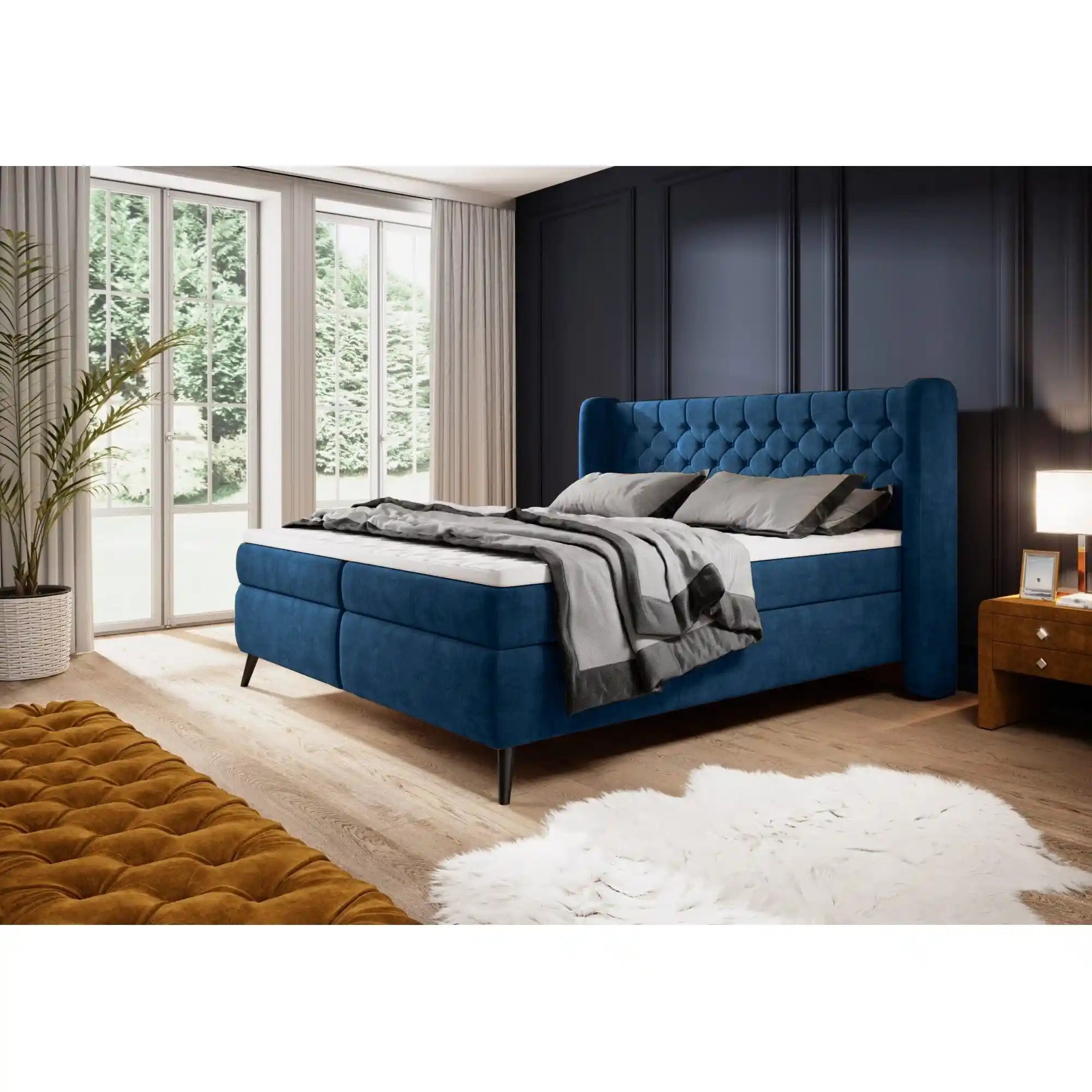 Pat boxspring MADISON 160x200, personalizabil materiale gama Oferta Avantaj, cu saltele si topper