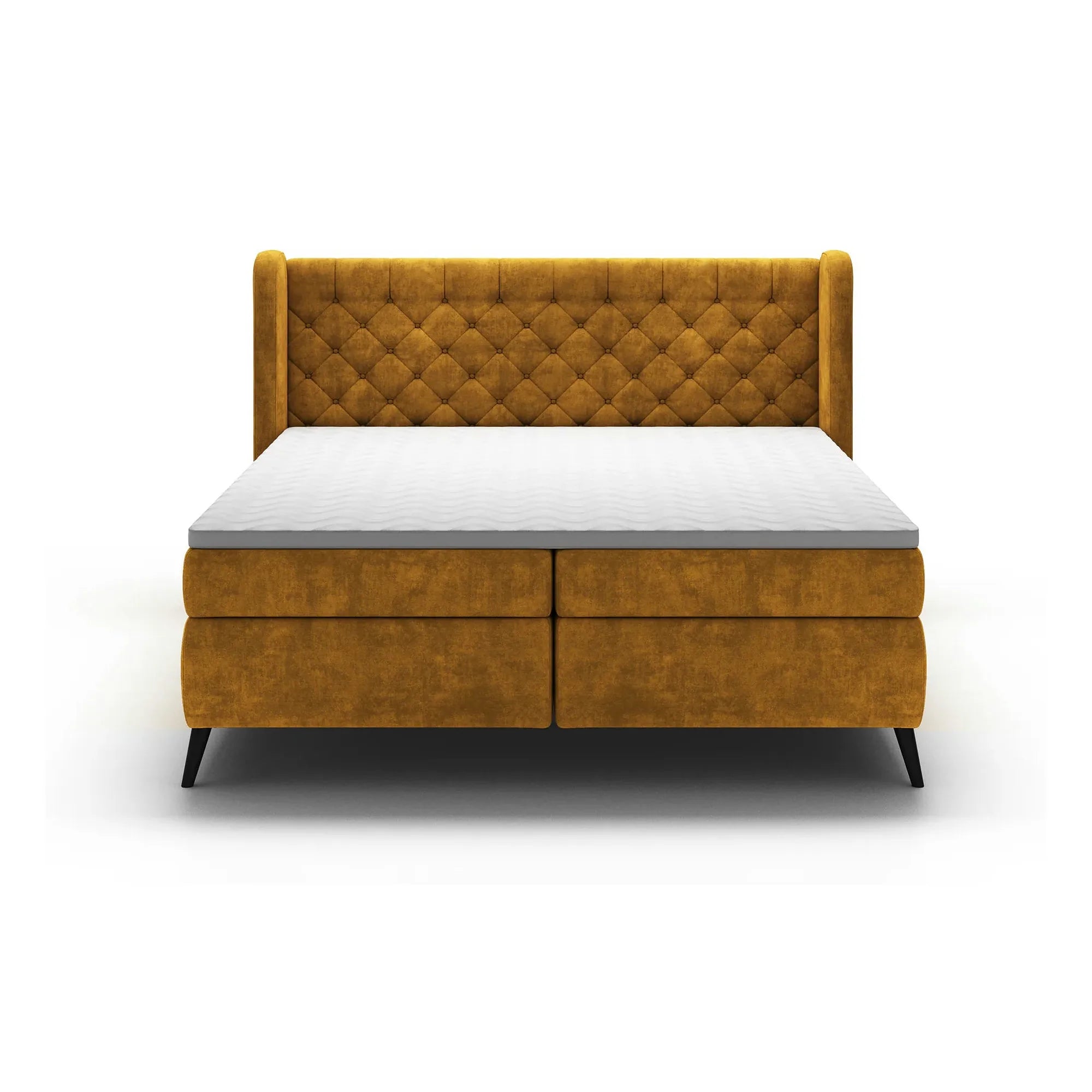 Pat boxspring MADISON 160x200, stofa gri - Salvador 14, cu saltele si topper