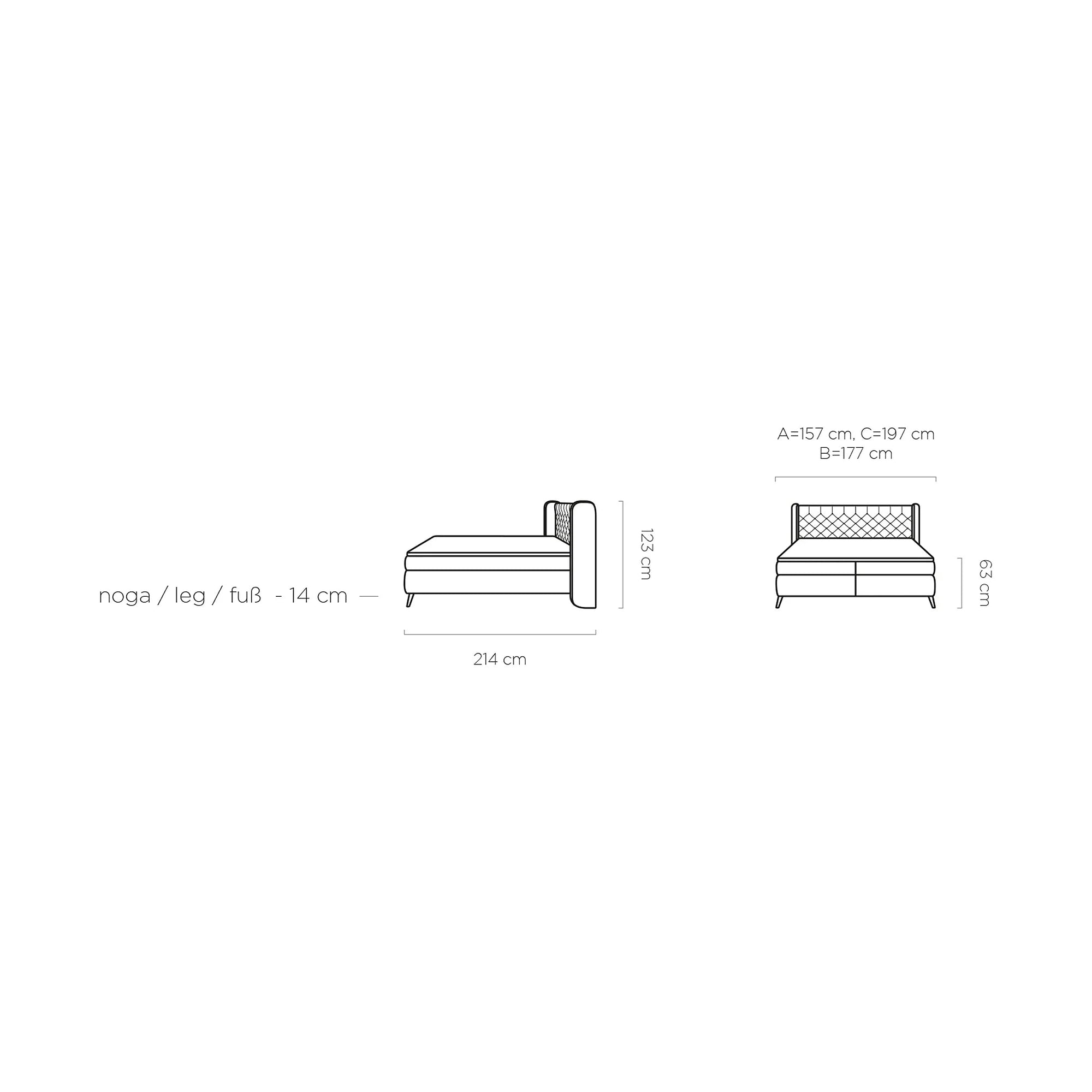 Pat boxspring MADISON 160x200, stofa gri - Salvador 14, cu saltele si topper