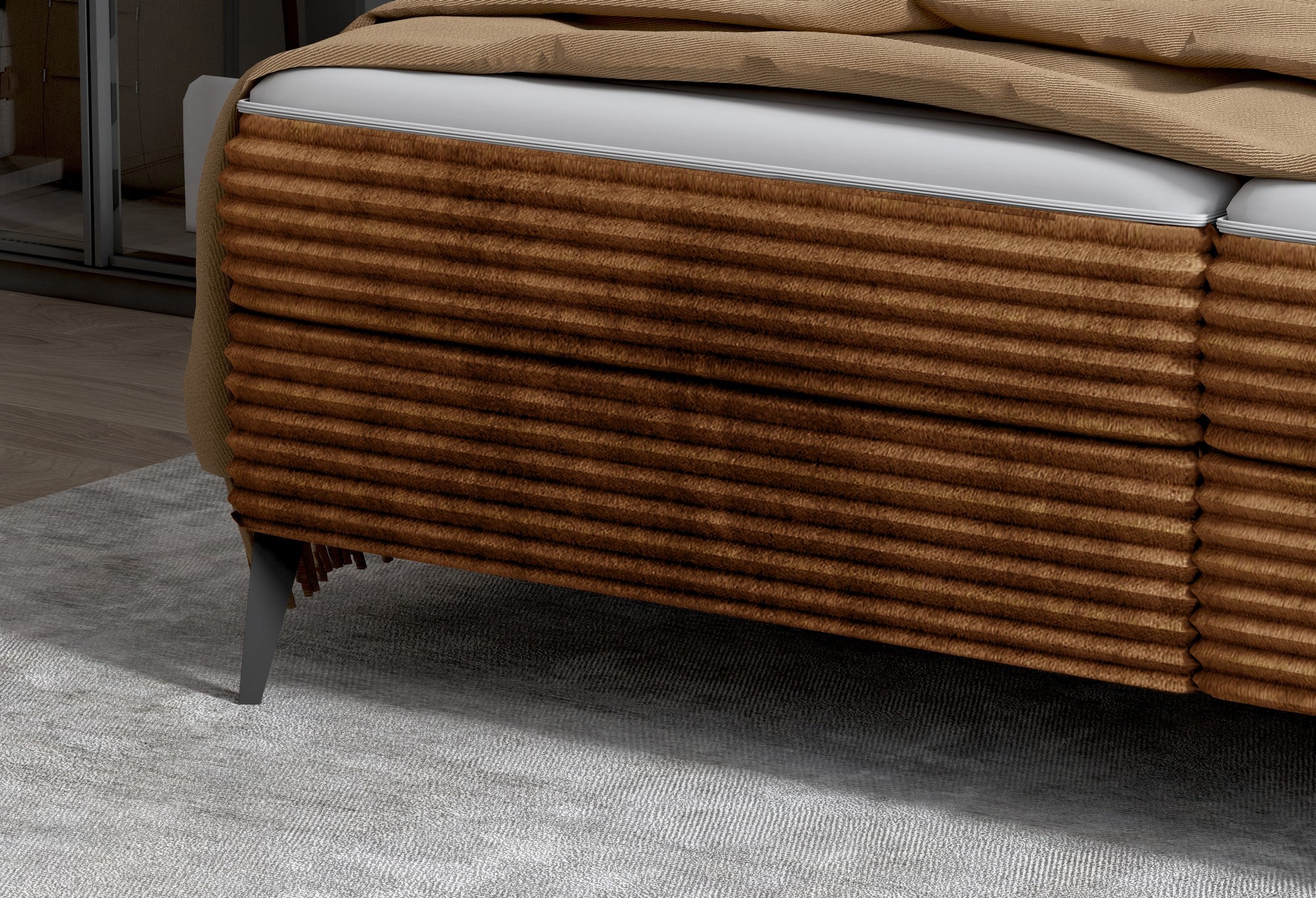 Pat boxspring MARTINA 180x200, personalizabil materiale Gama Oferta Avantaj, cu saltea, topper si lada depozitare