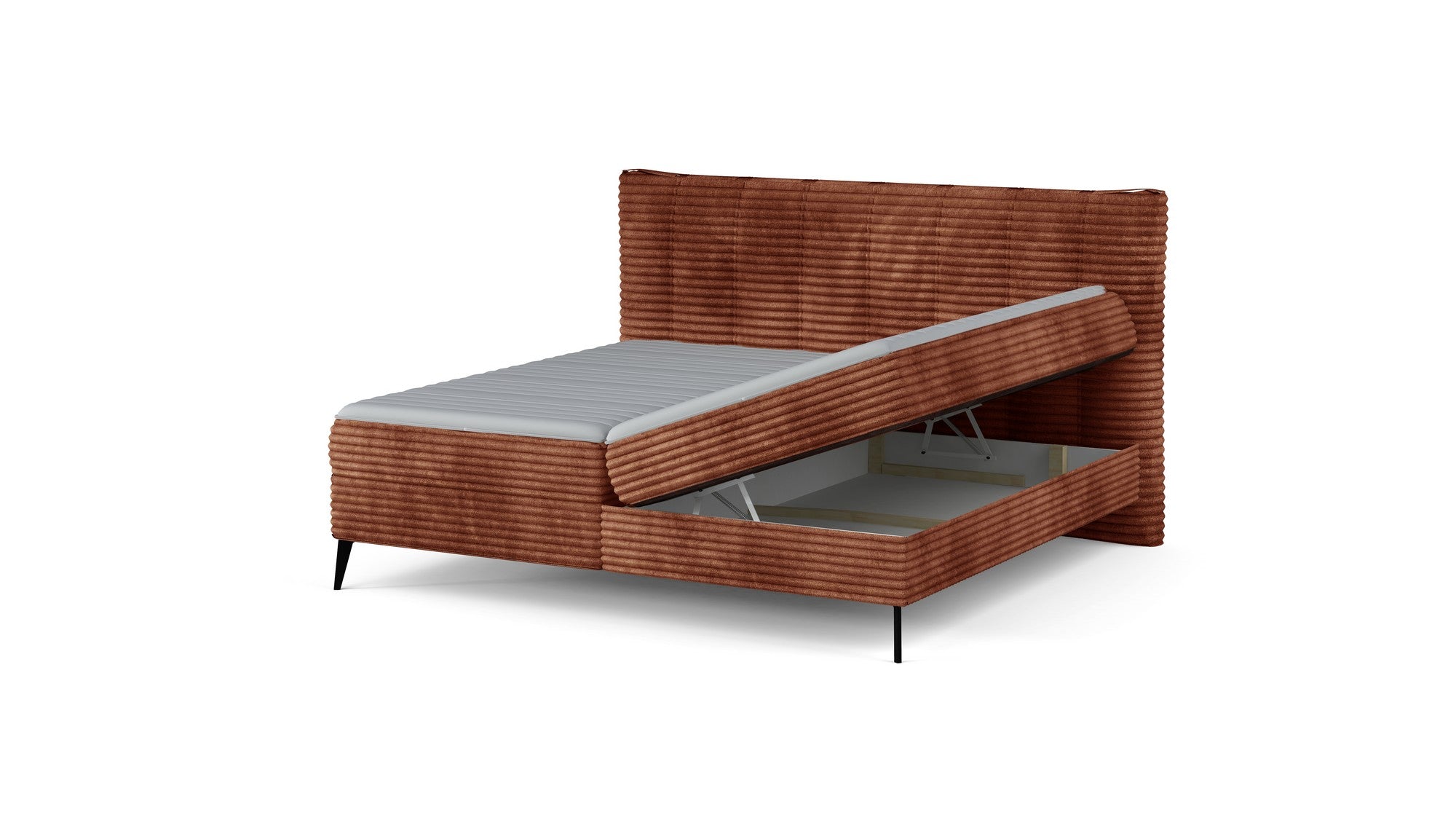 Pat boxspring MARTINA 180x200, personalizabil materiale Gama Oferta Avantaj, cu saltea, topper si lada depozitare