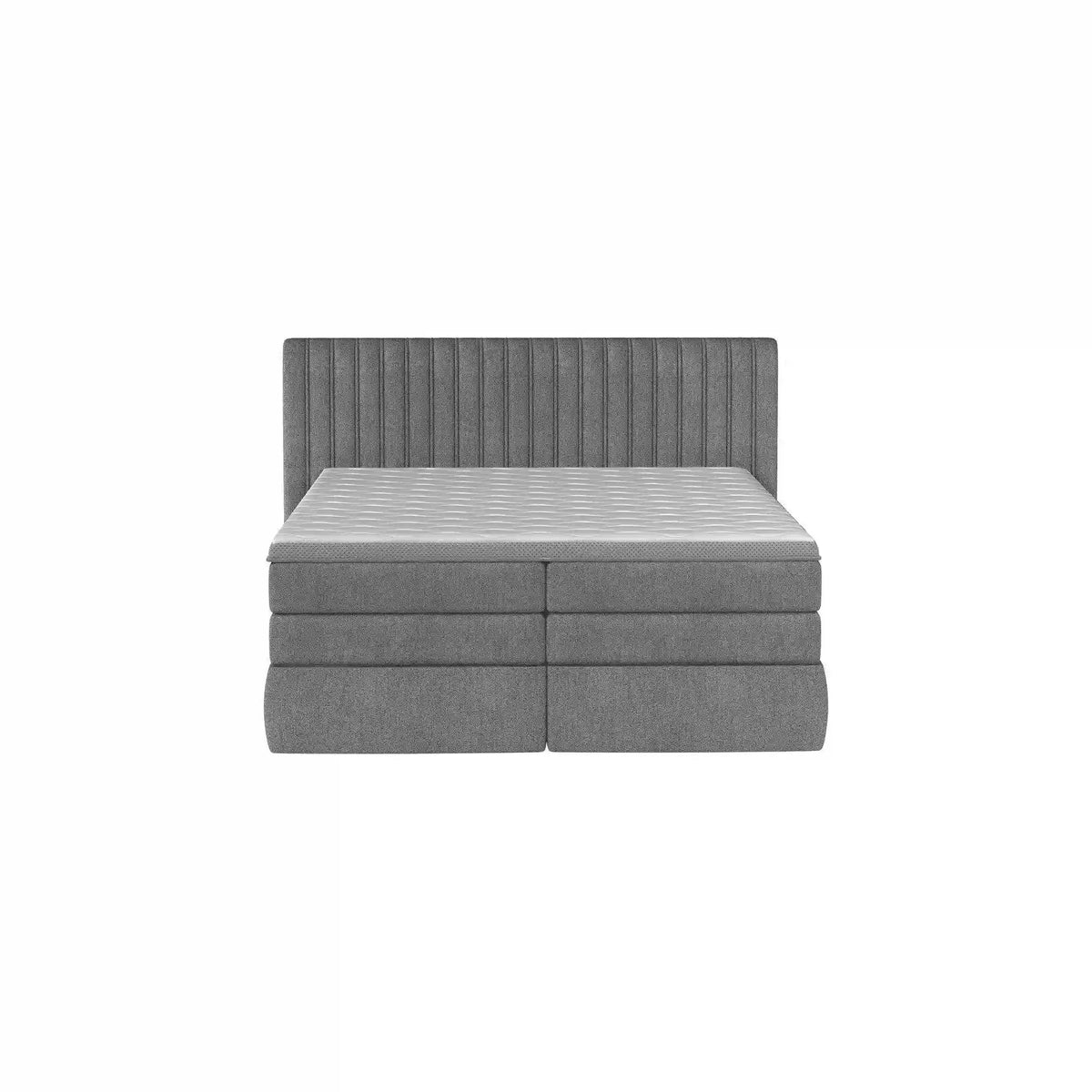 Pat boxspring MINOLA 160x200, personalizabil gama materiale Oferta Avantaj, cu saltele, topper si 2 lazi pentru depozitare