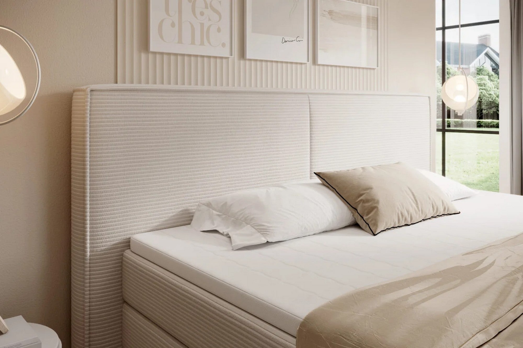 Pat boxspring NEBIA 180x200, personalizabil materiale gama Oferta Avantaj, cu saltele, topper si lada pentru depozitare