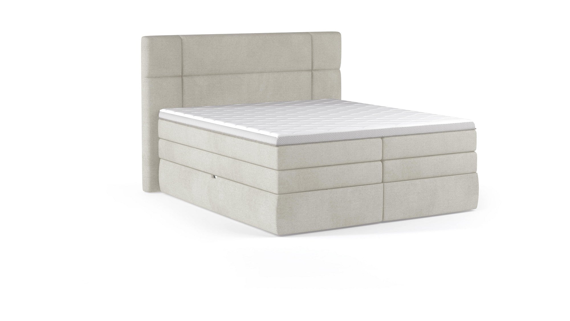Pat boxspring PALACE 180x200, personalizabil materiale gama Oferta Avantaj, cu saltele, topper si lada pentru depozitare