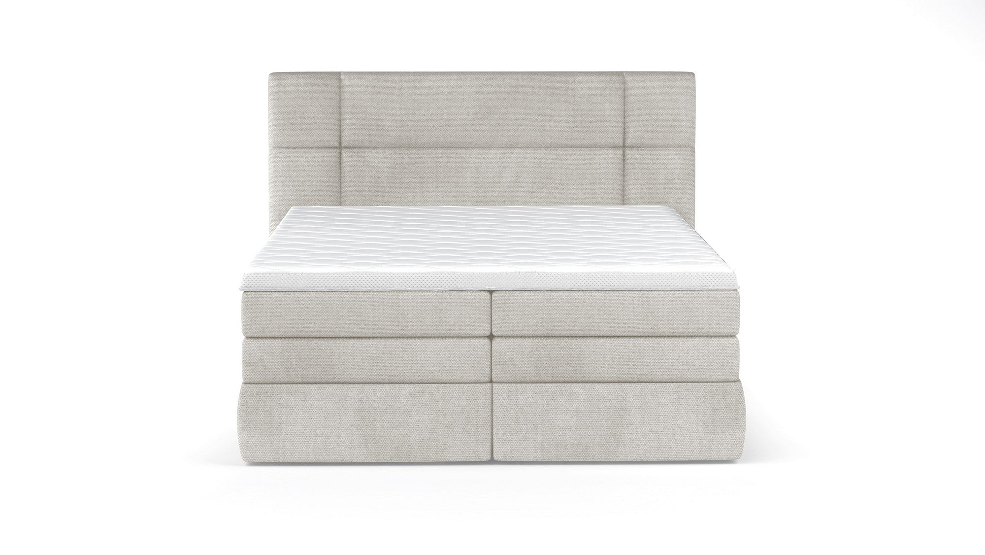 Pat boxspring PALACE 180x200, personalizabil materiale gama Oferta Avantaj, cu saltele, topper si lada pentru depozitare