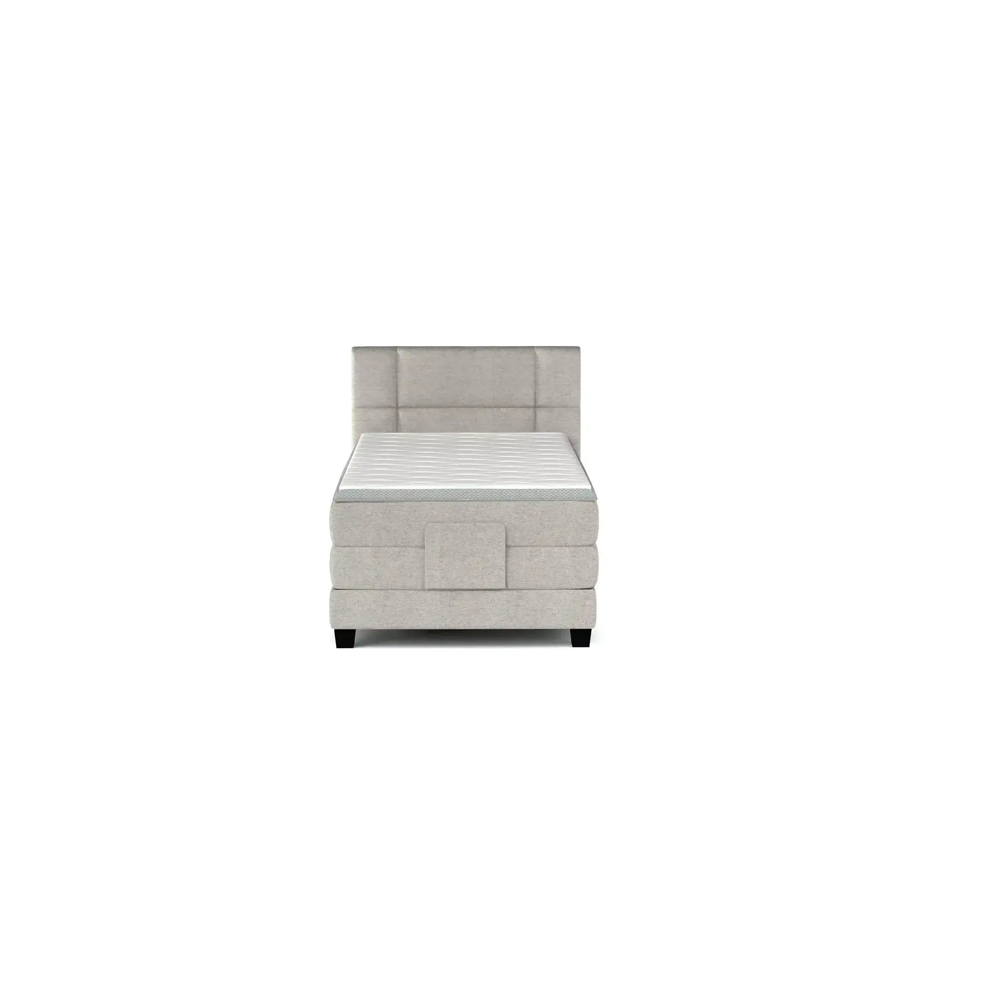 Pat boxspring REY 90x200, personalizabil materiale gama Oferta Avantaj, cu mecanism electric, saltele si topper