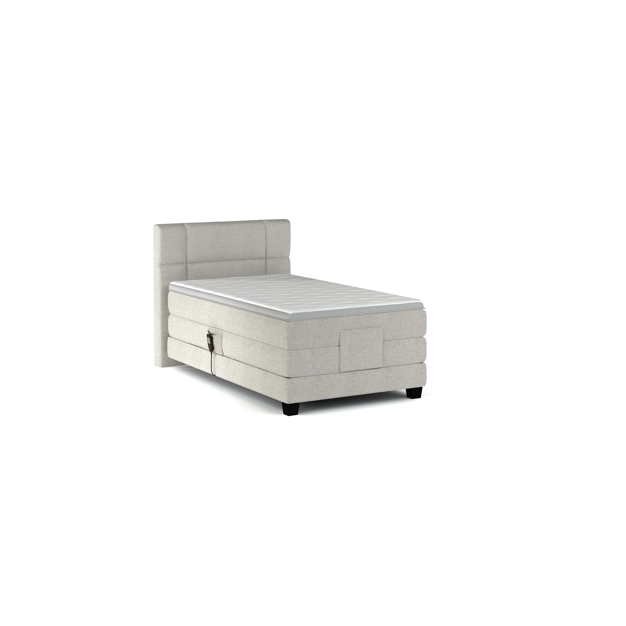 Pat boxspring REY 90x200, personalizabil materiale Gama Premium, cu mecanism electric, saltele si topper