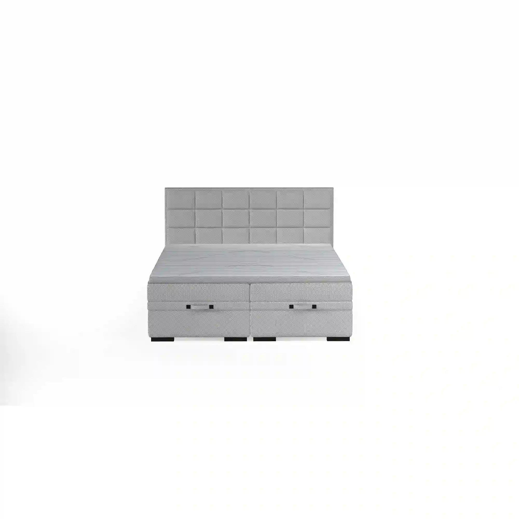 Pat boxspring SEMENO 180x200, personalizabil materiale Gama Premium, cu saltele, spatiu depozitare si topper