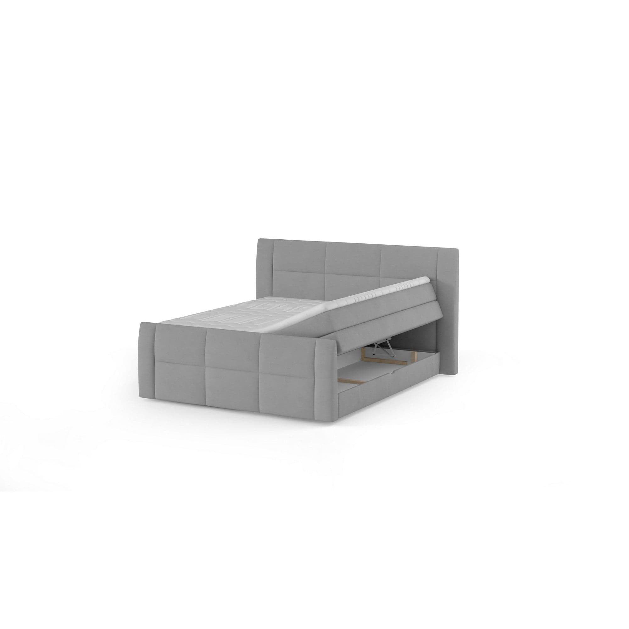 Pat boxspring STELLA 180x200, personalizabil materiale Gama Premium, cu lada depozitare, saltele si topper