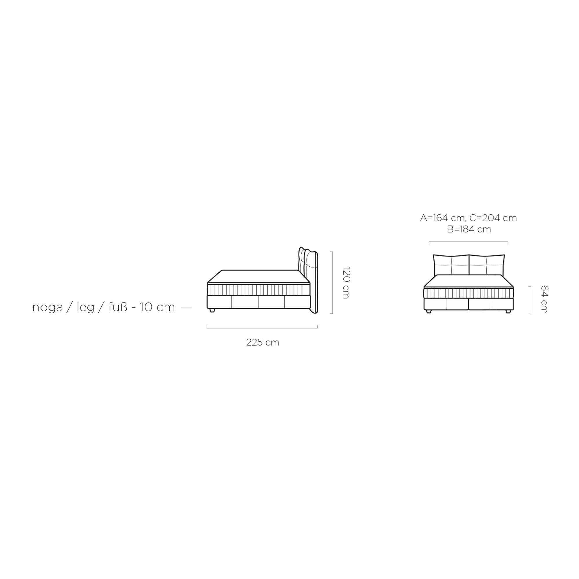Pat CADIS 180x200, personalizabil materiale Gama Premium, cu suport pentru saltea