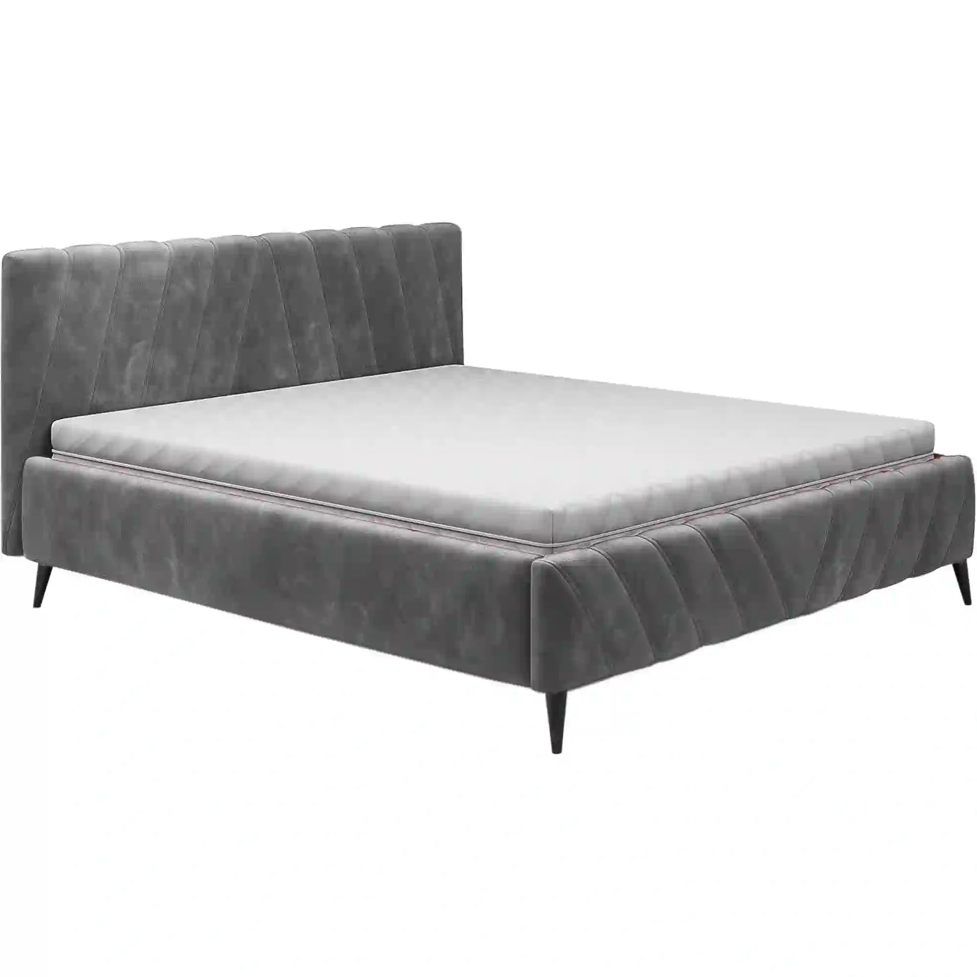 Pat CALYPSO SR 160x200, stofa catifelata gri - Palladium 15, Gama Premium, cu somiera si sistem de reglare a inaltimii